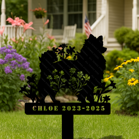 Pomeranian Custom Dog Memorial Stake – Personalized Metal Pet Garden Sign