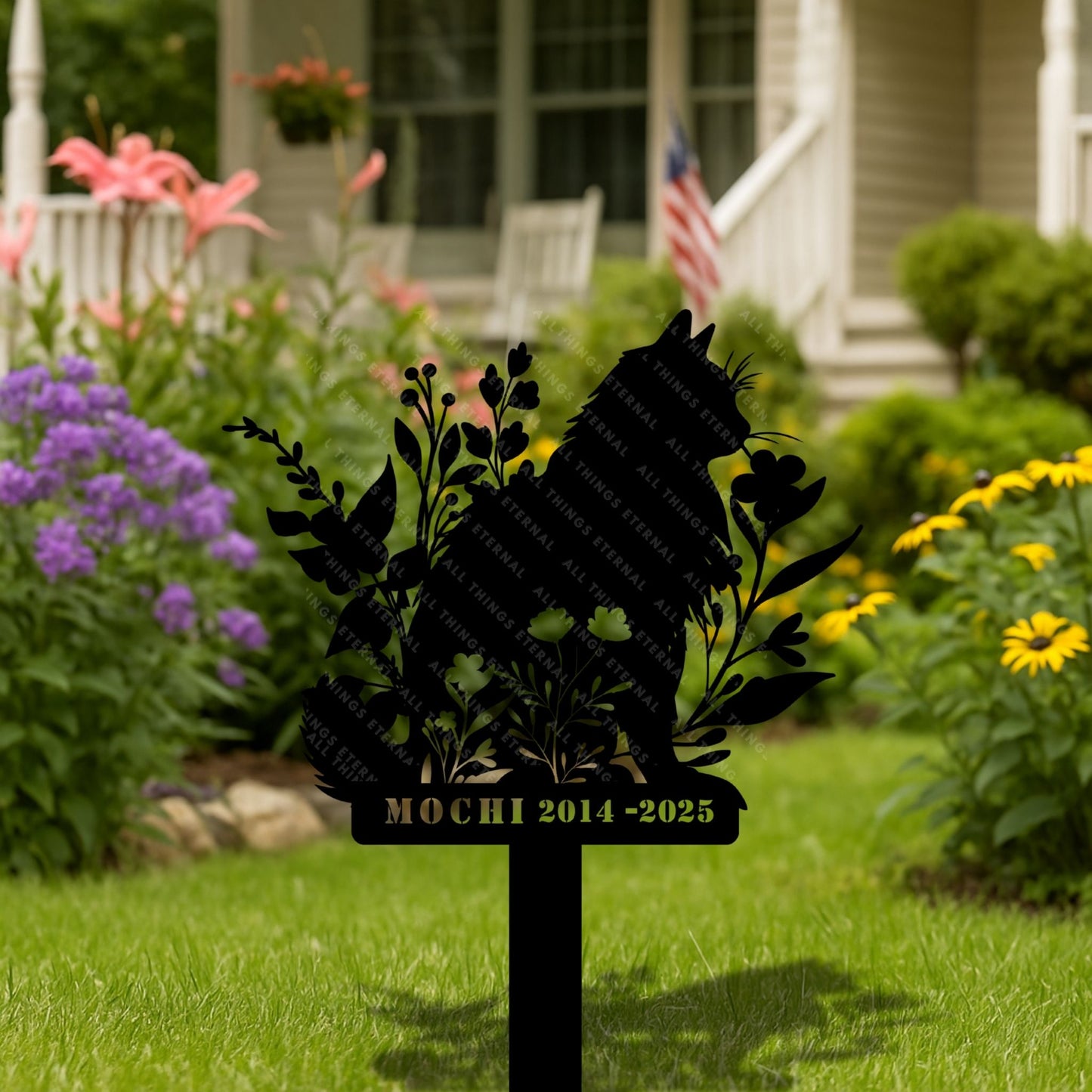 Custom Cat Memorial Stake – Personalized Metal Pet Grave Marker