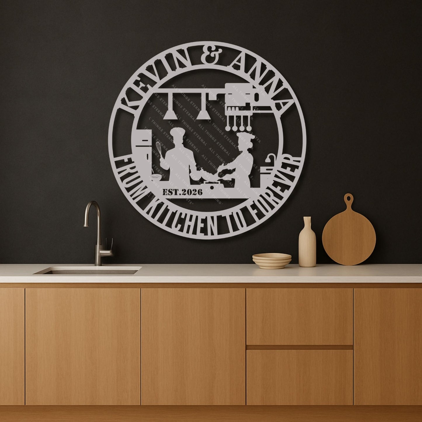Chef Couple Metal Wall Art – Personalized Wedding & Anniversary Gift