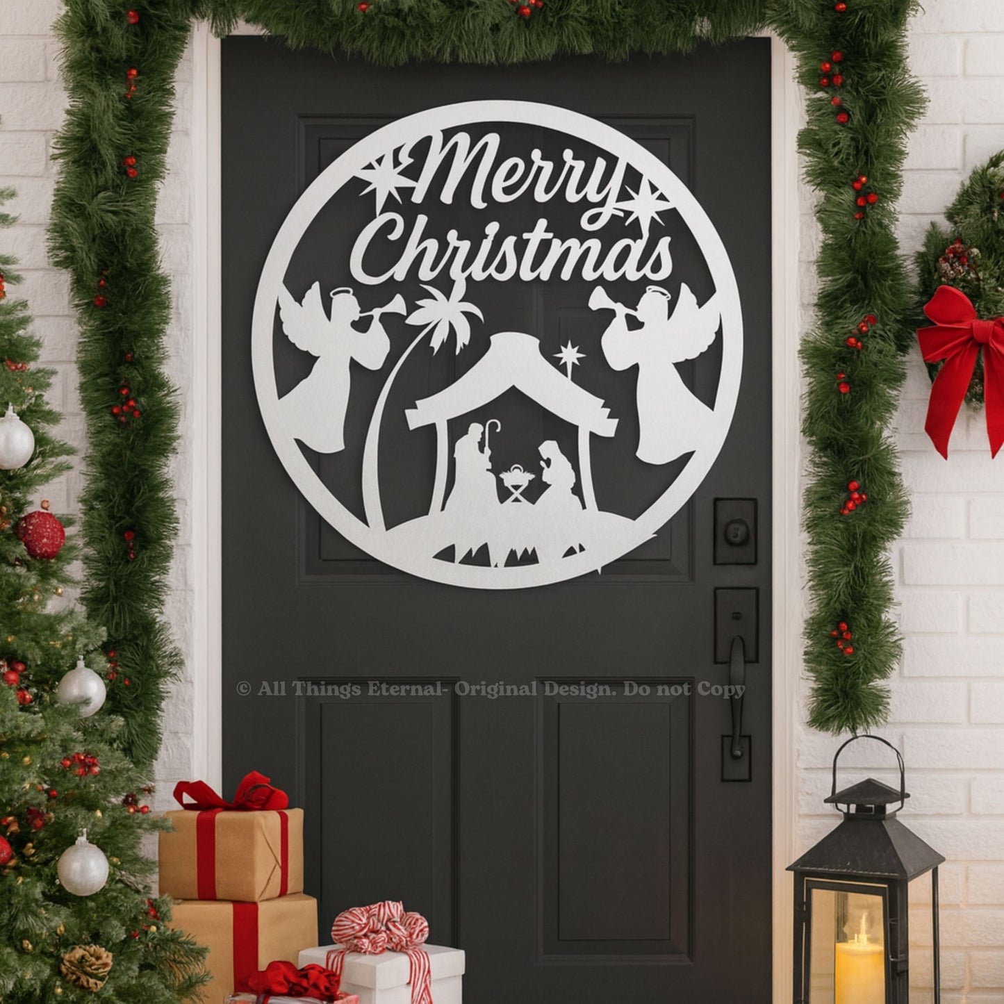 Personalized Merry Christmas Nativity Metal Sign | Custom Holiday Wall Décor