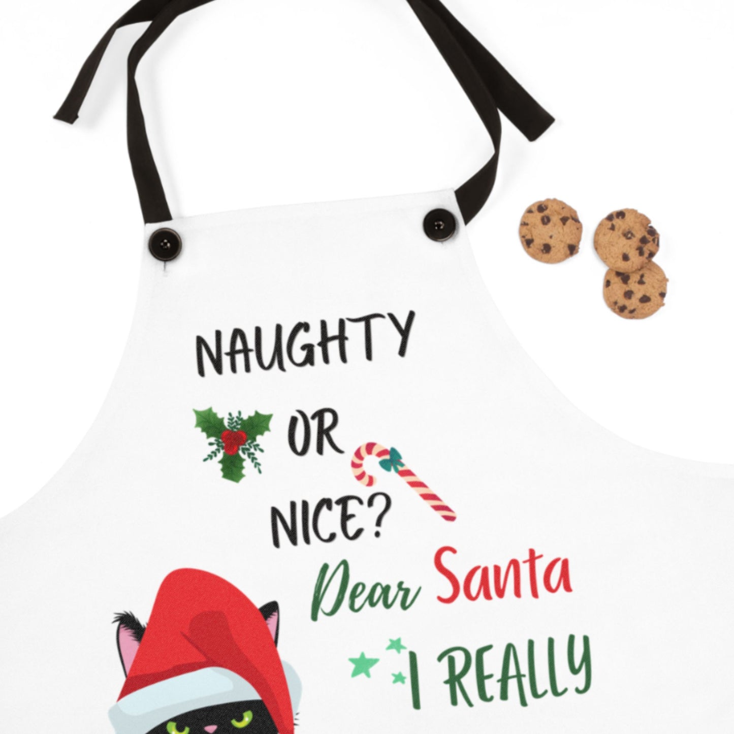 Naughty or Nice Cat Apron | Funny Christmas Kitchen Gift for Bakers