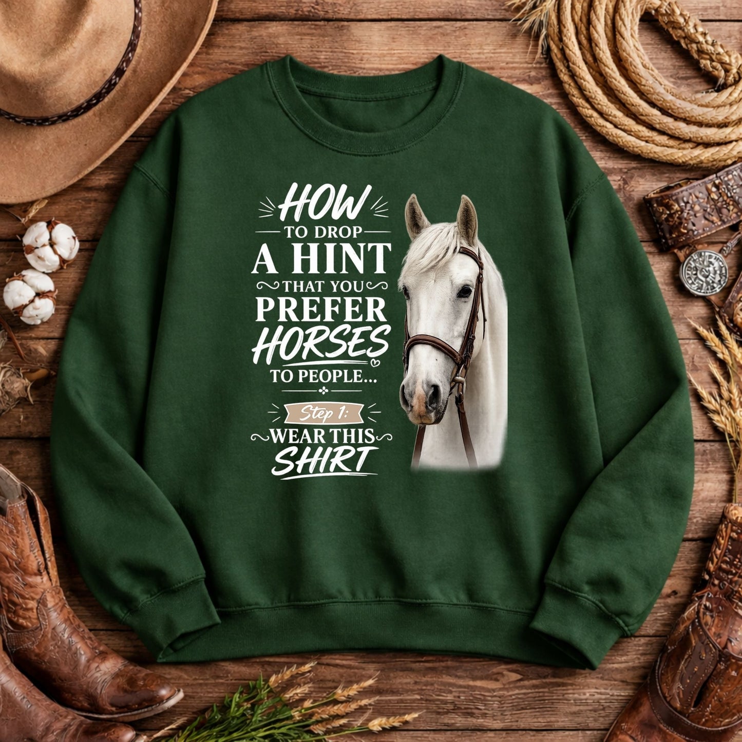 Prefer Horses Over People Funny Sweatshirt for Horse Lovers