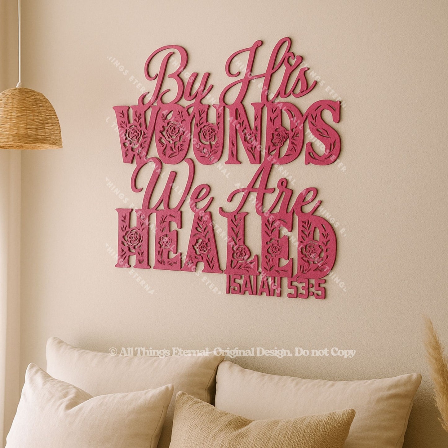 Isaiah 53:5 Metal Wall Art – Modern Christian Bible Verse Home Decor