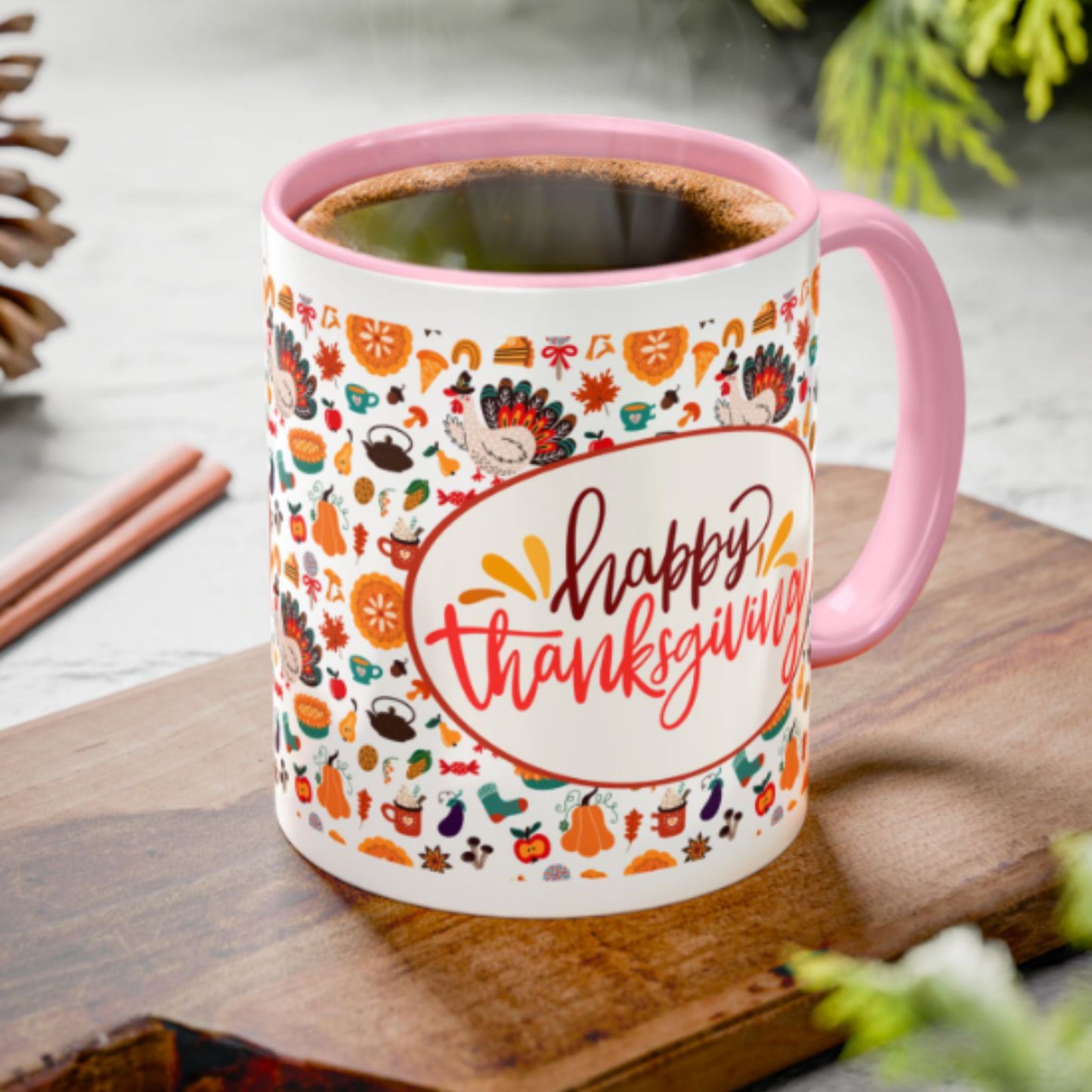 Happy Thanksgiving Mug | Festive Two-Tone Coffee Cup Gift