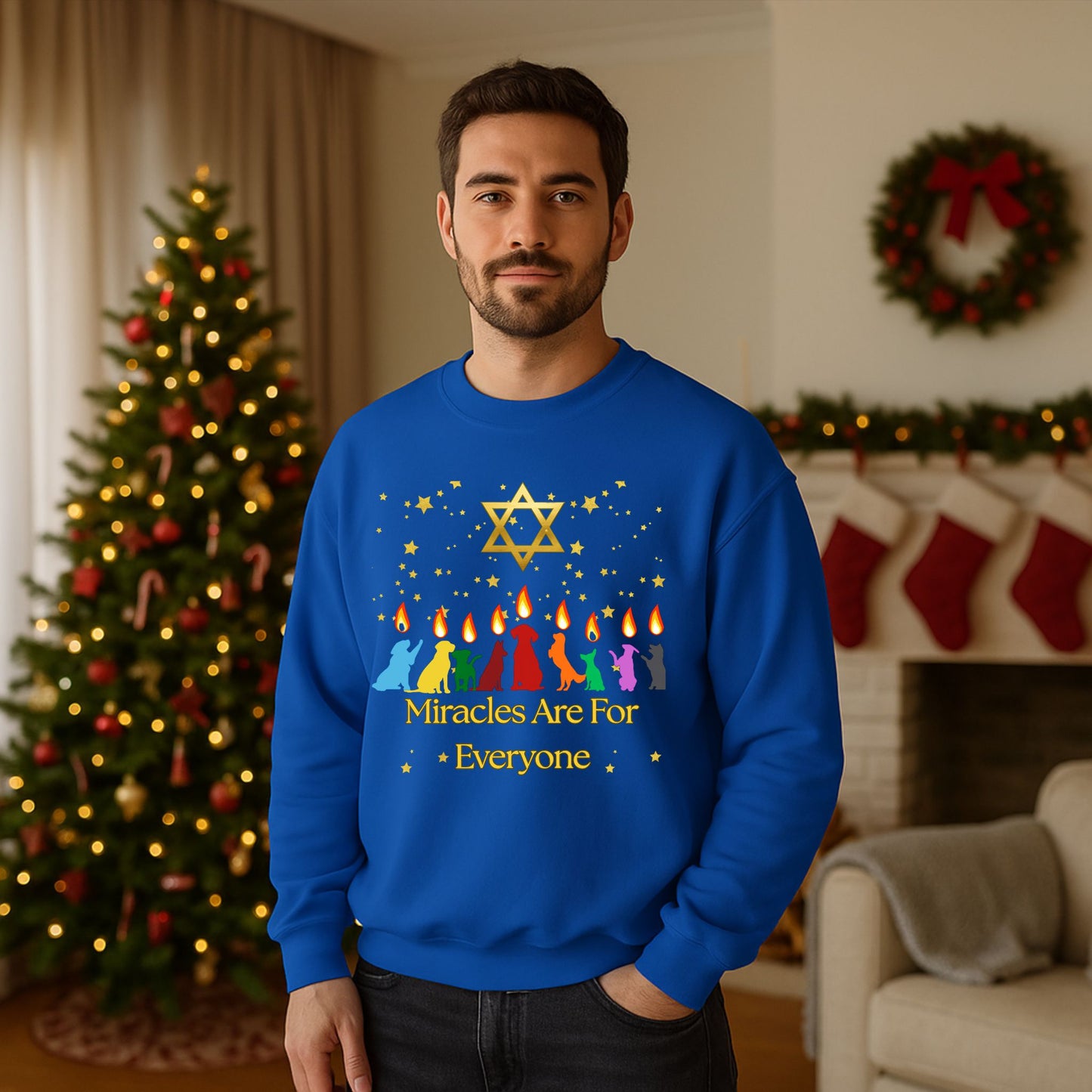 Miracles Are for Everyone Hanukkah Dog Sweatshirt | Unisex Jewish Sweater
