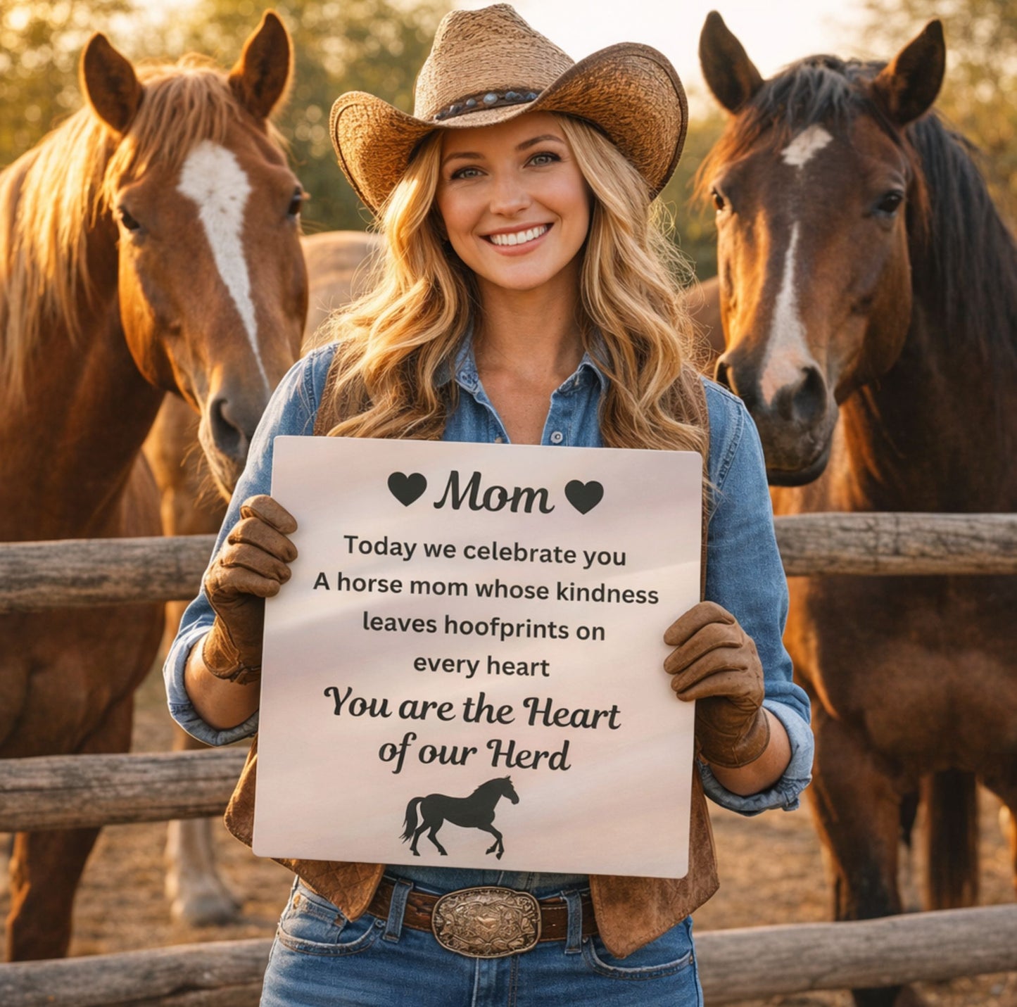 Horse Mom Metal Print – Heart Of Our Herd Wall Decor Mother's Day Gift