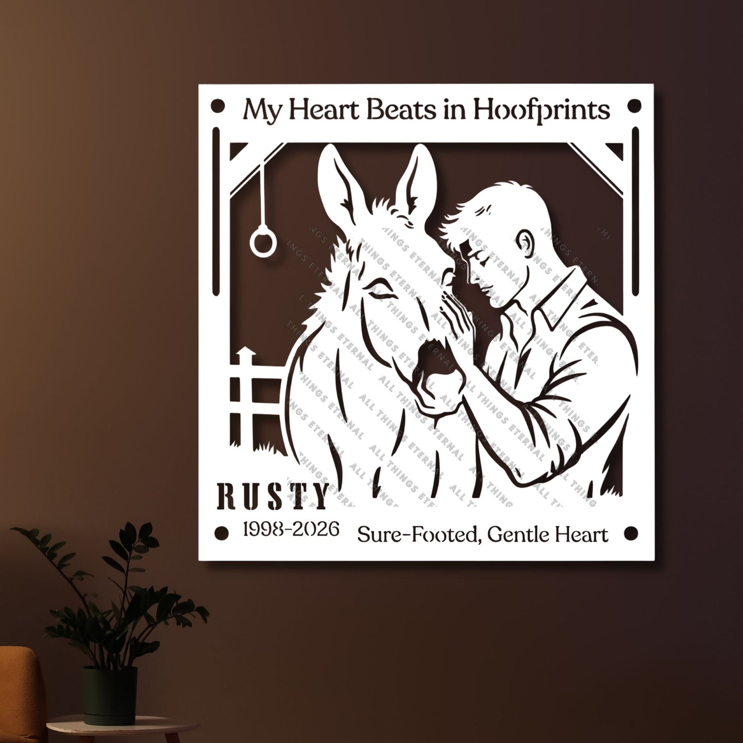 Personalized Mule Memorial Metal Sign – My Heart Beats in Hoofprints