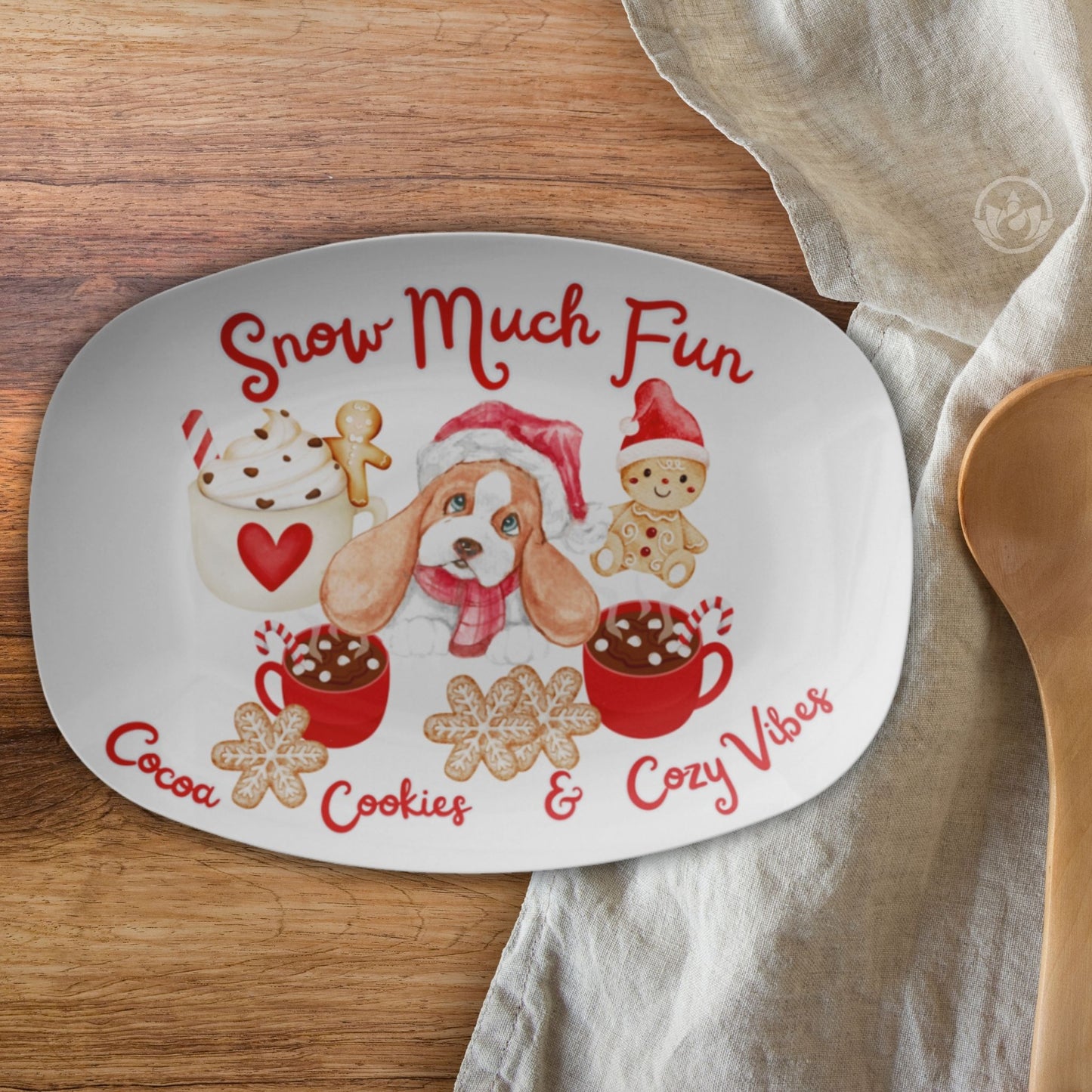 Snow Much Fun Christmas Serving Tray – Cocoa, Cookies & Cozy Vibes