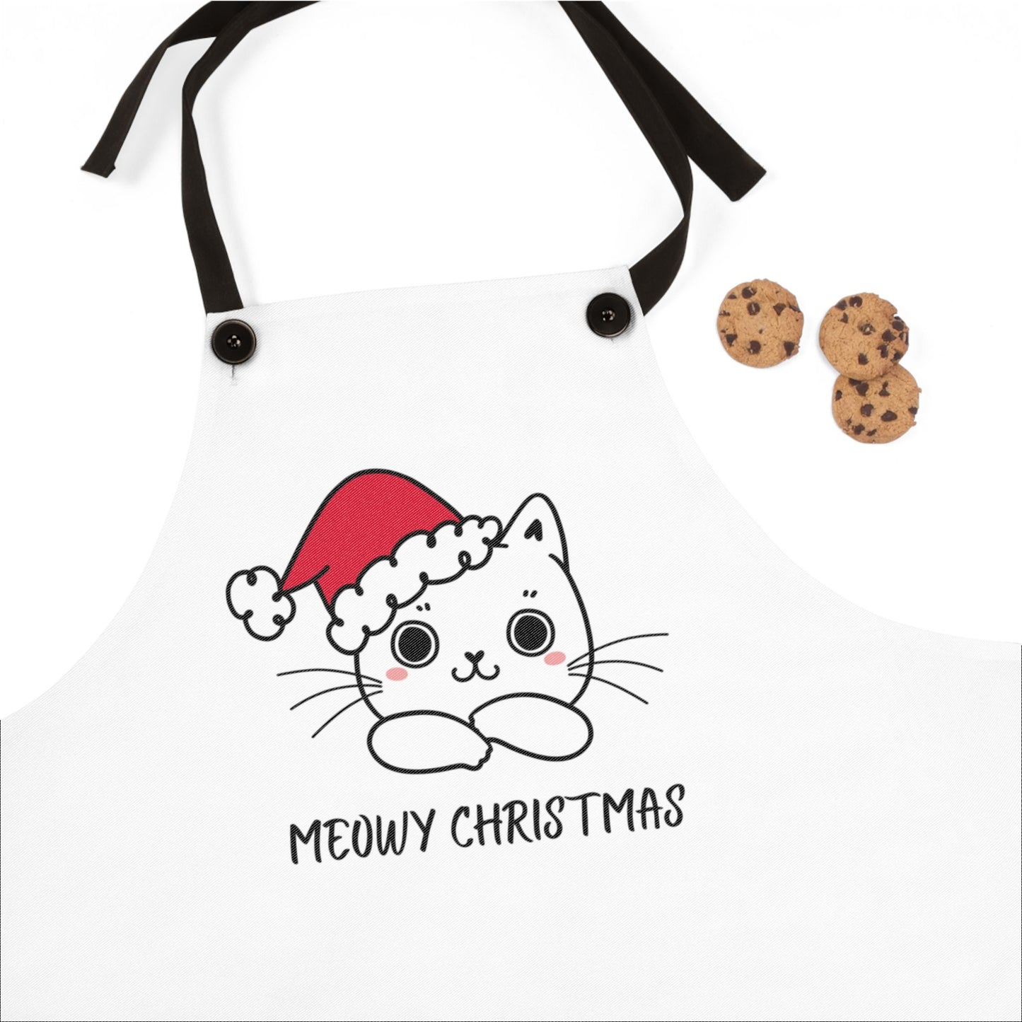 Meowy Christmas Cat Apron – Cute Funny Kitty Holiday Cooking Gift