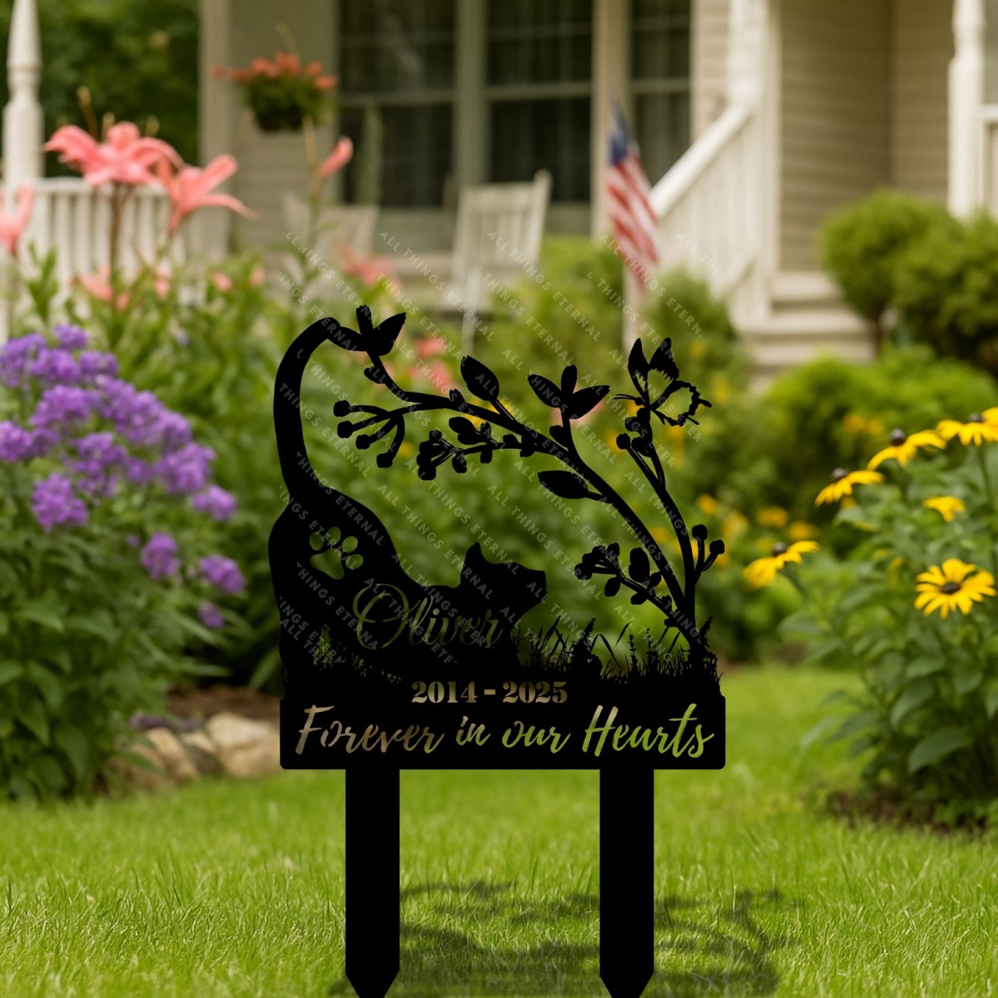 Custom Cat Memorial Stake: Metal Garden Grave Marker, Pet Remembrance