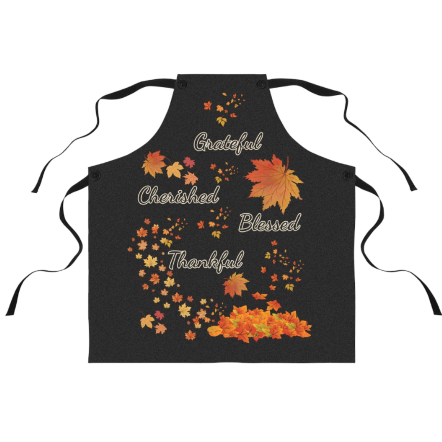 Black Grateful Thankful Blessed Apron | Fall Kitchen Gift | Thanksgiving