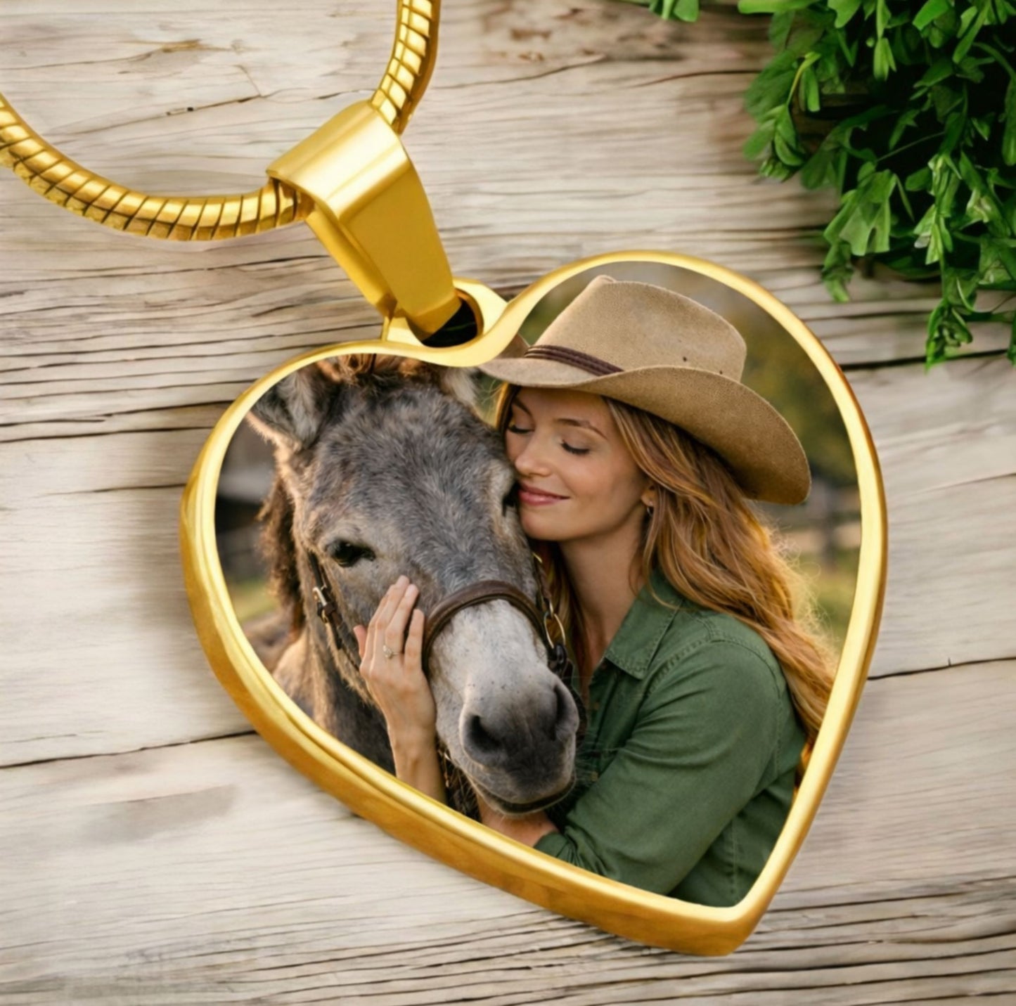 Personalized Donkey Memorial Photo Heart Necklace – Custom Jewelry Gift