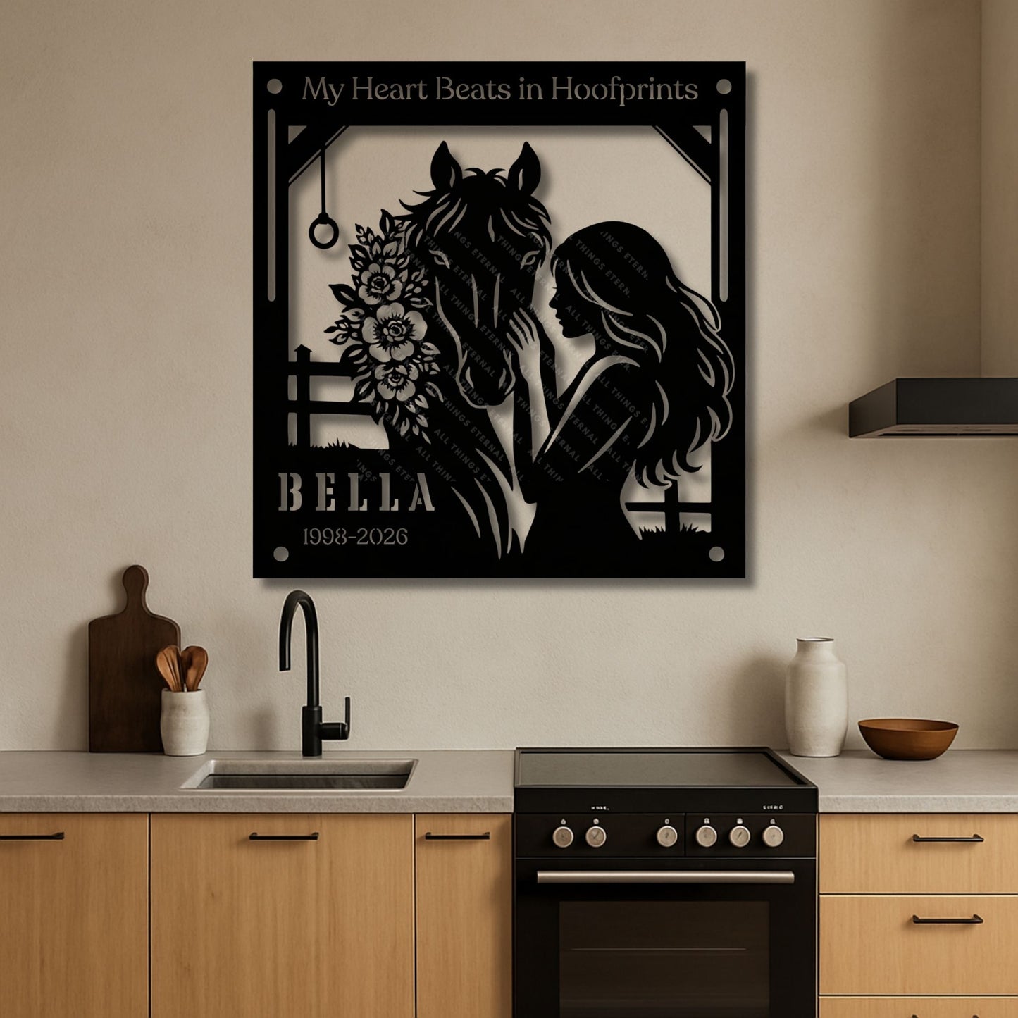 Personalized Horse Memorial Metal Sign – My Heart Beats in Hoofprints, Equestrian Wall Art Gift