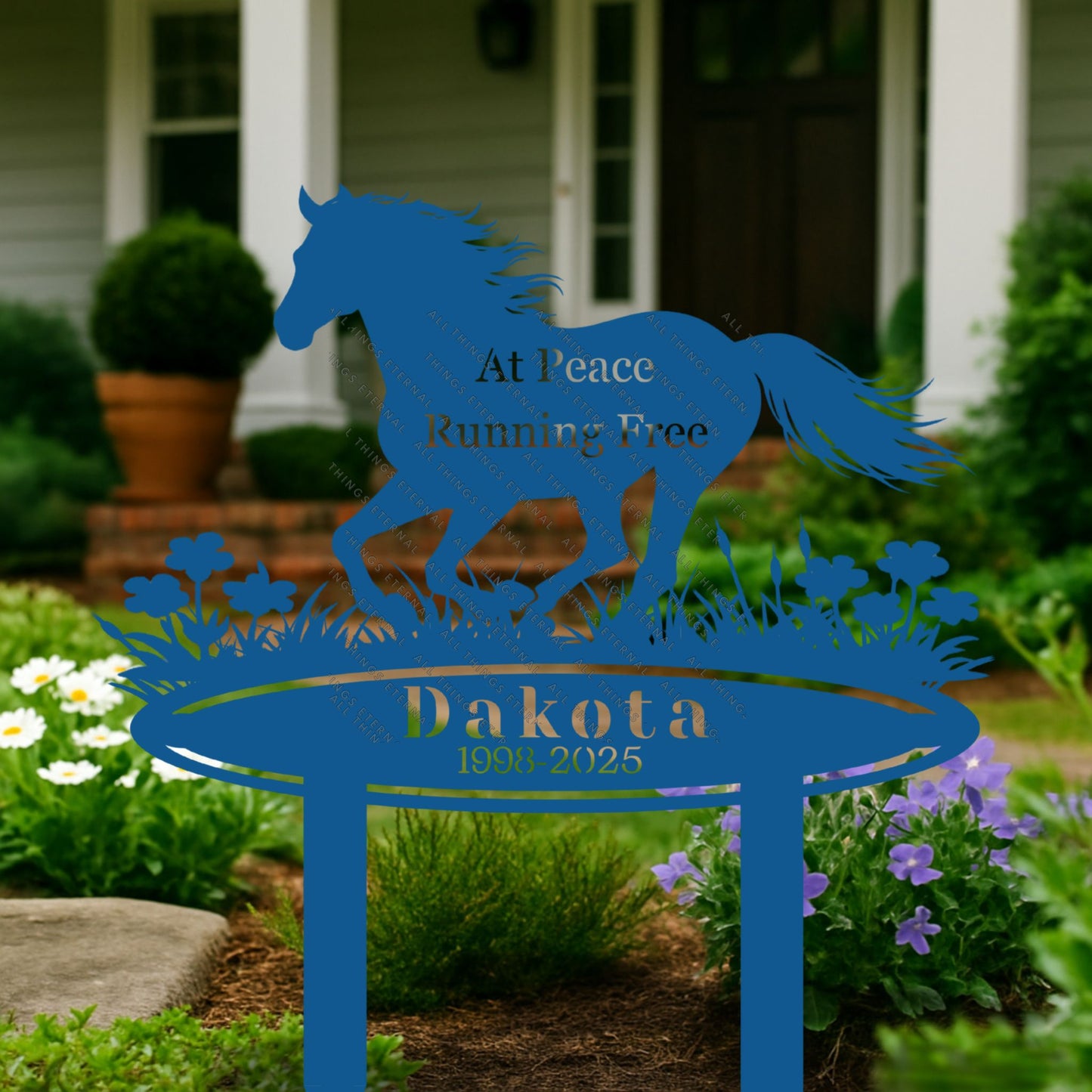 Personalized Horse Memorial Metal Garden Sign – Custom Name & Dates