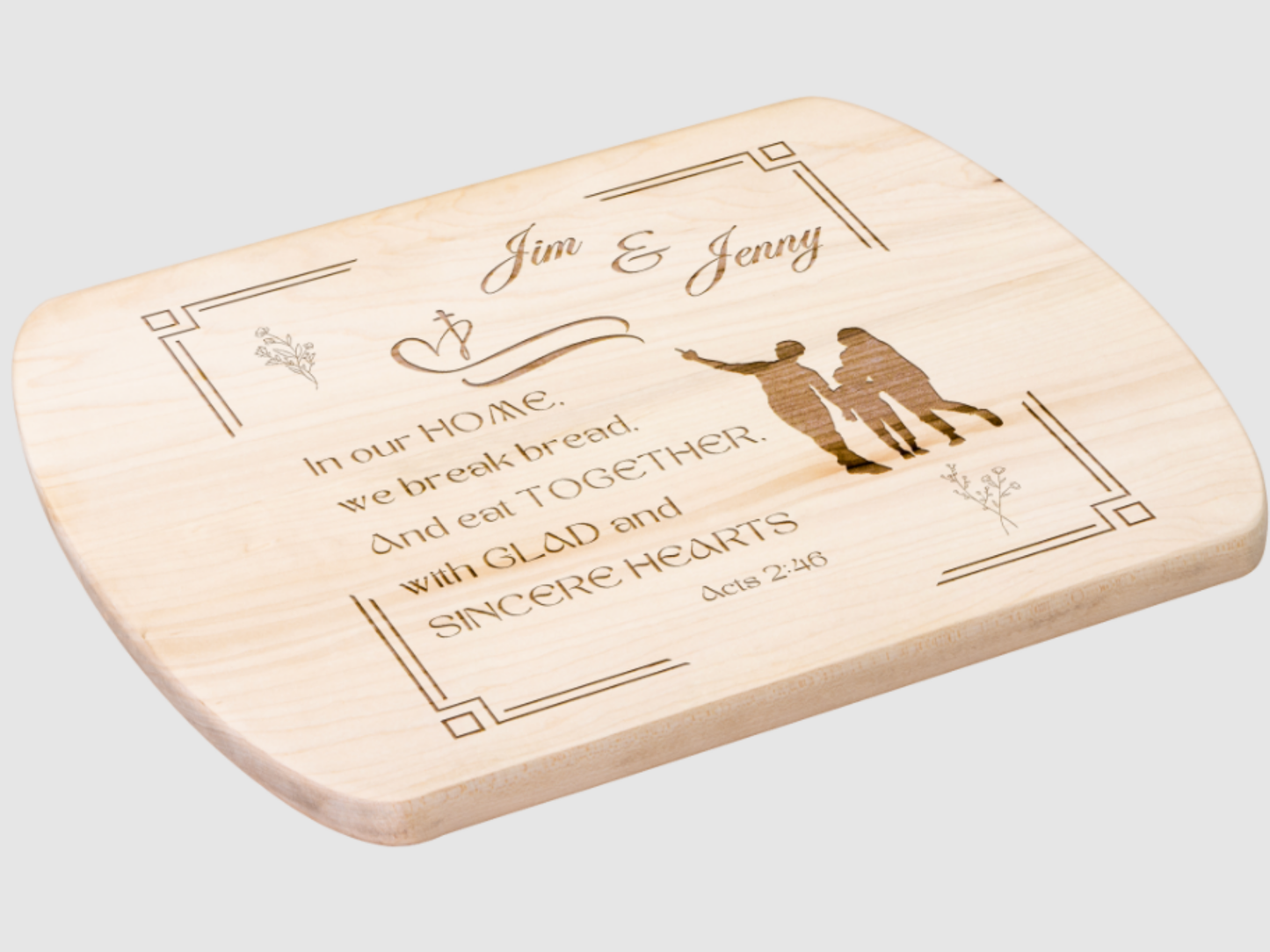Personalized Christian Cutting Board – Acts 2:46  Religious Kitchen Decor Gifts