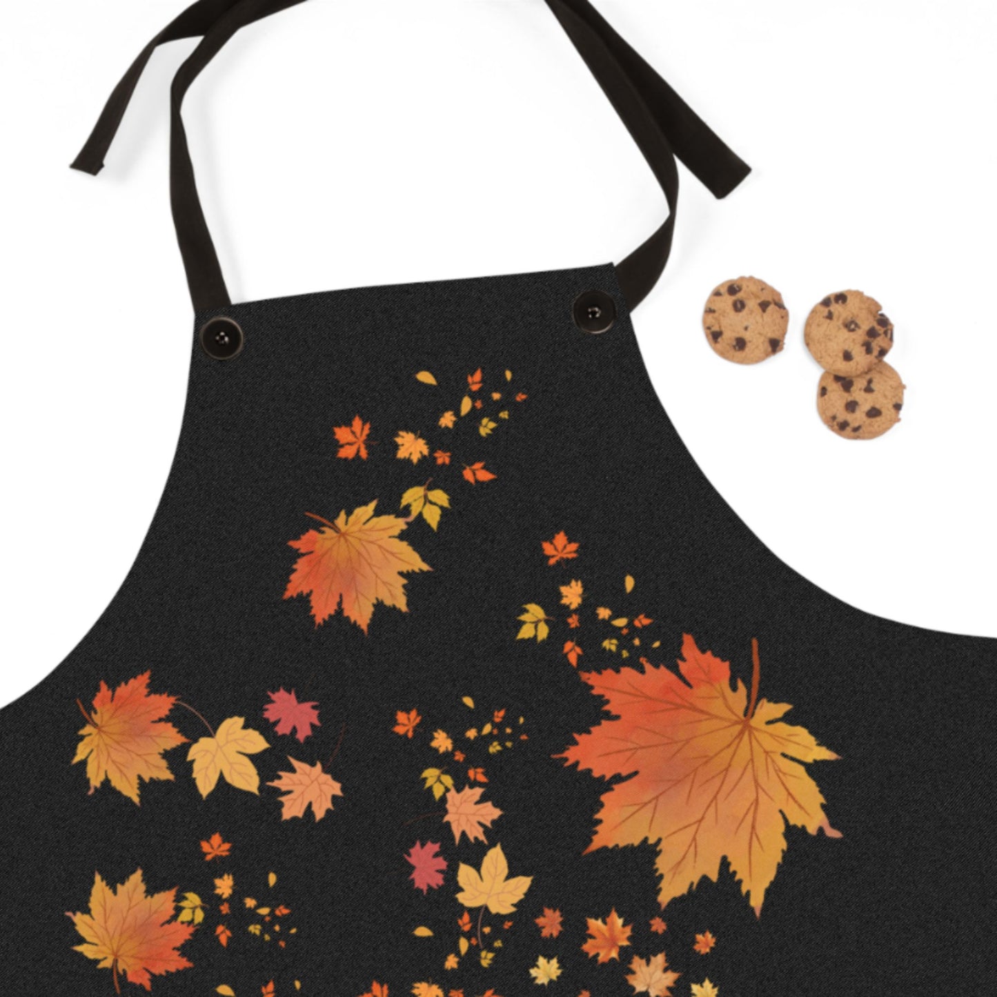 Black Fall Leaves Apron | Grateful Cooking & Thanksgiving Gift