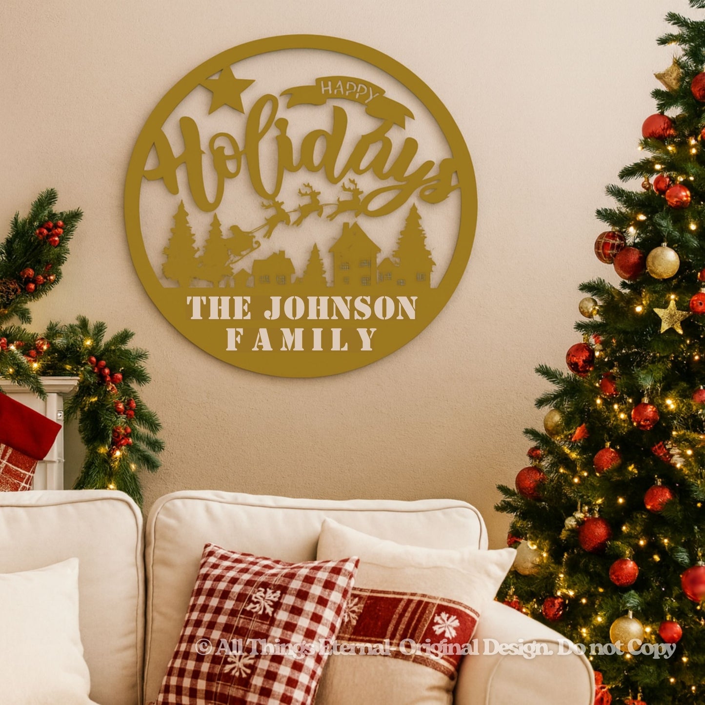 Custom Family Name Holiday Metal Sign – Personalized Christmas Wall Art Home  Decoration
