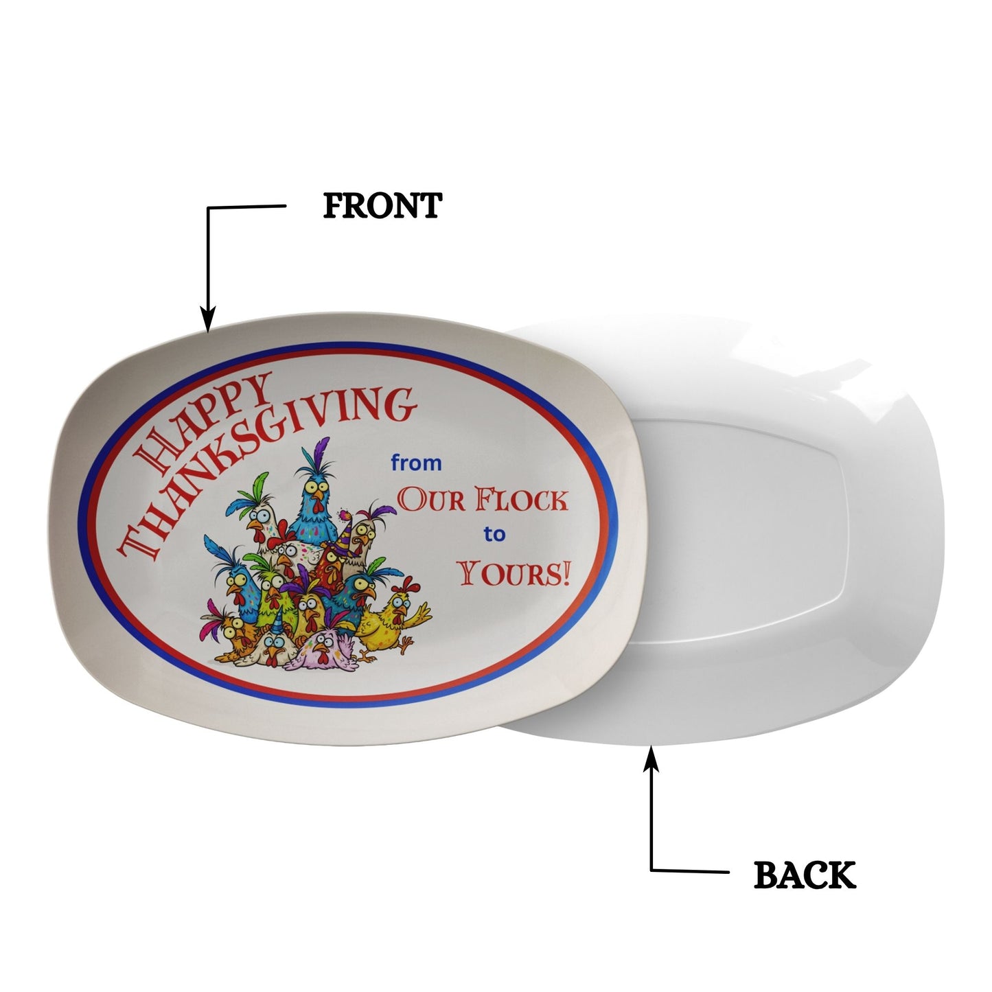 Funny Thanksgiving “From Our Flock to Yours” Serving Platter