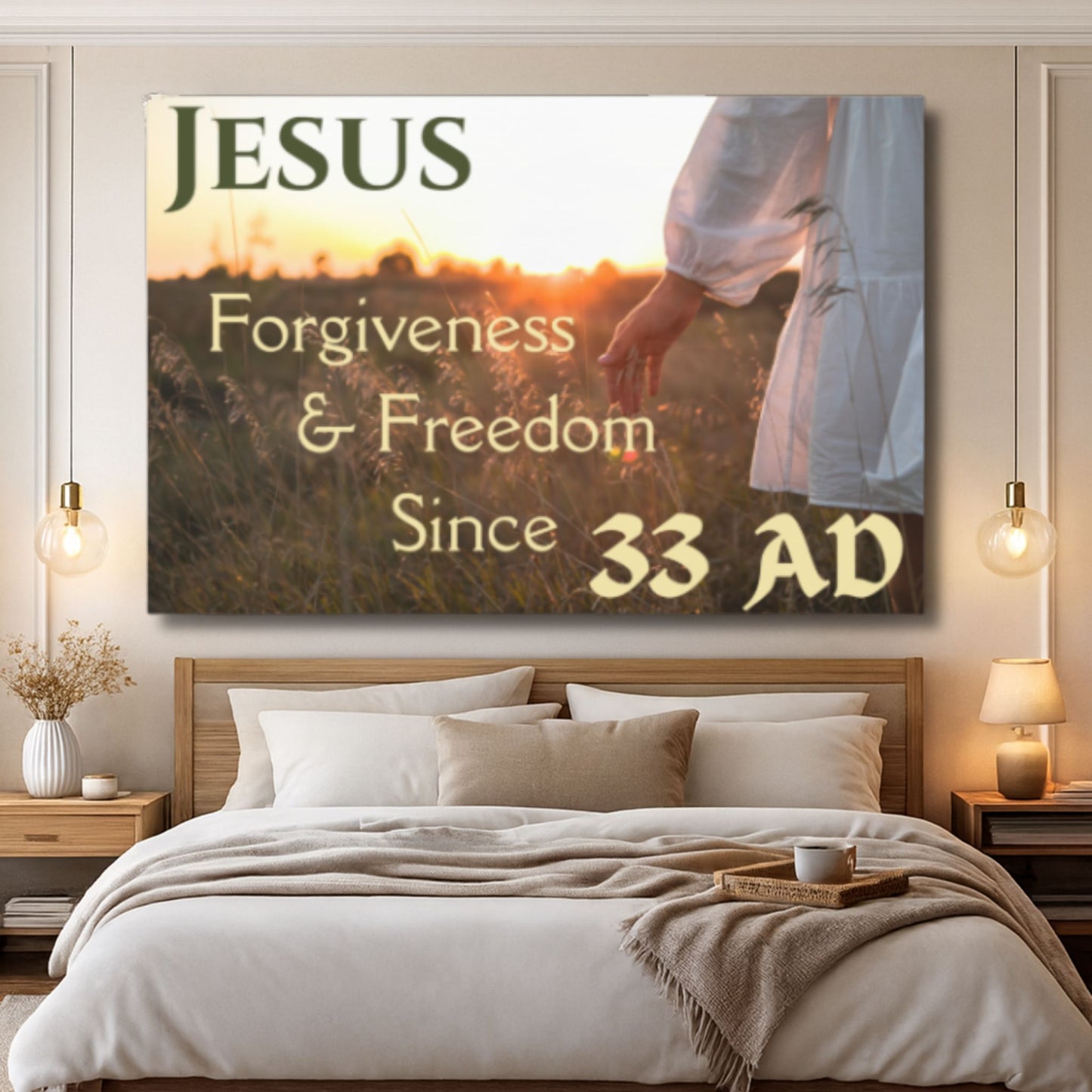 Jesus Forgiveness & Freedom Since 33 AD Christian Canvas Wall Art Gift
