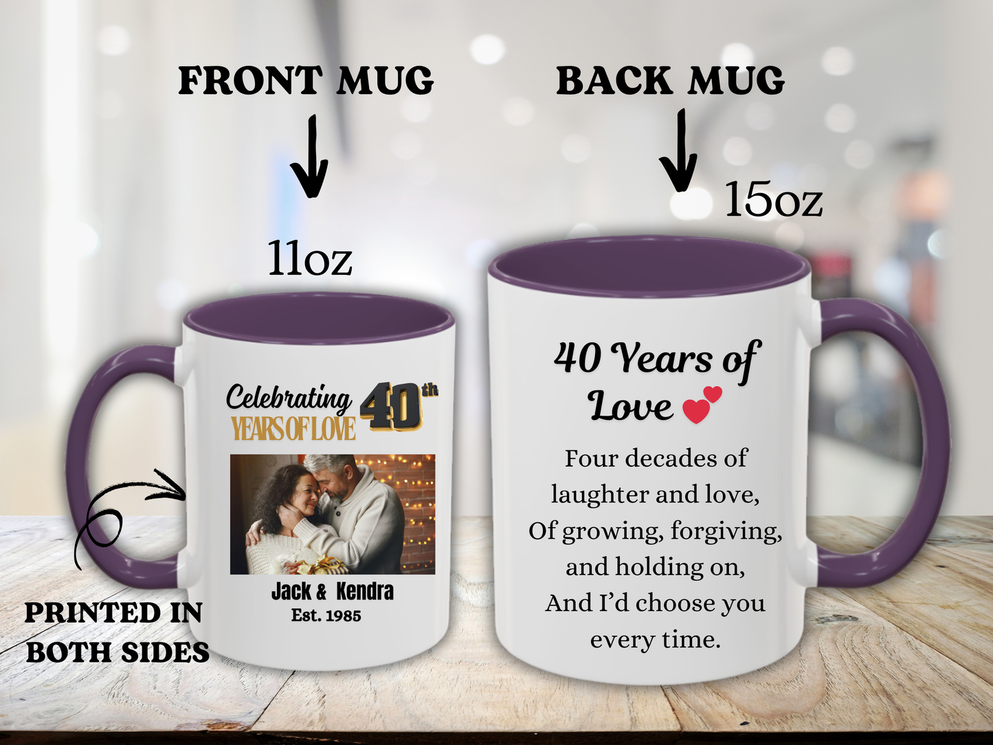 Personalized 40th  Wedding Anniversary  Photo Coffee Mug