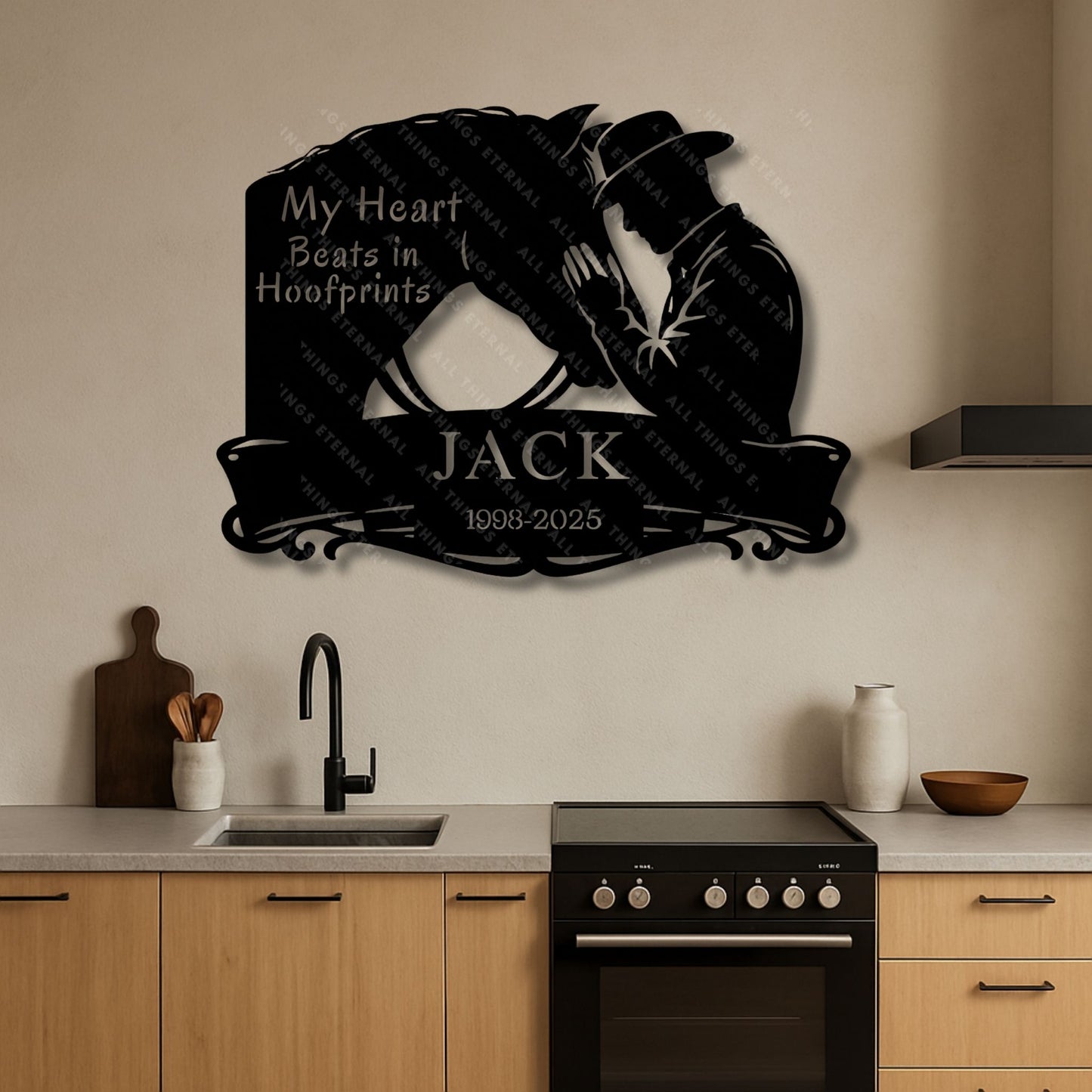 Custom Name Horse Memorial Metal Sign – My Heart Beats in Hoofprints