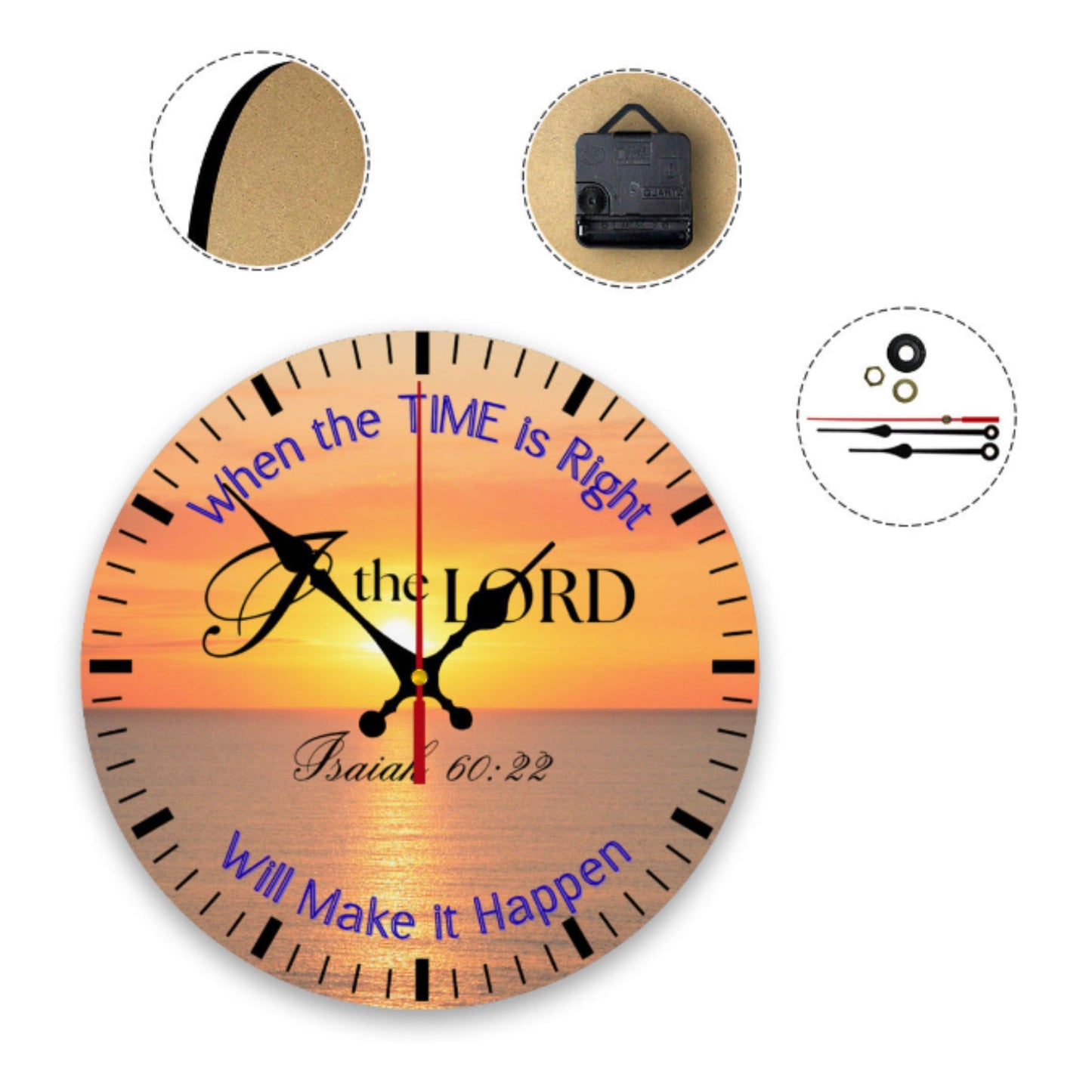 Christian Wall Clock – Isaiah 60:22 Scripture Sunrise Faith Decor