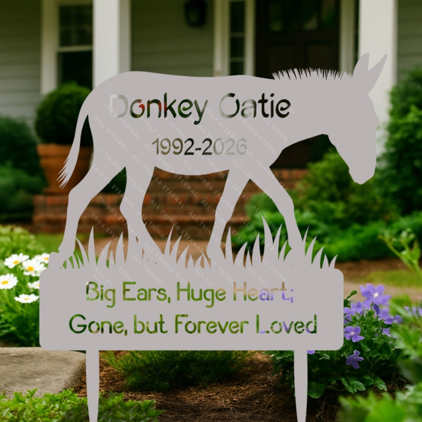 Personalized Donkey Memorial Metal Yard Sign – Custom Pet Loss Marker