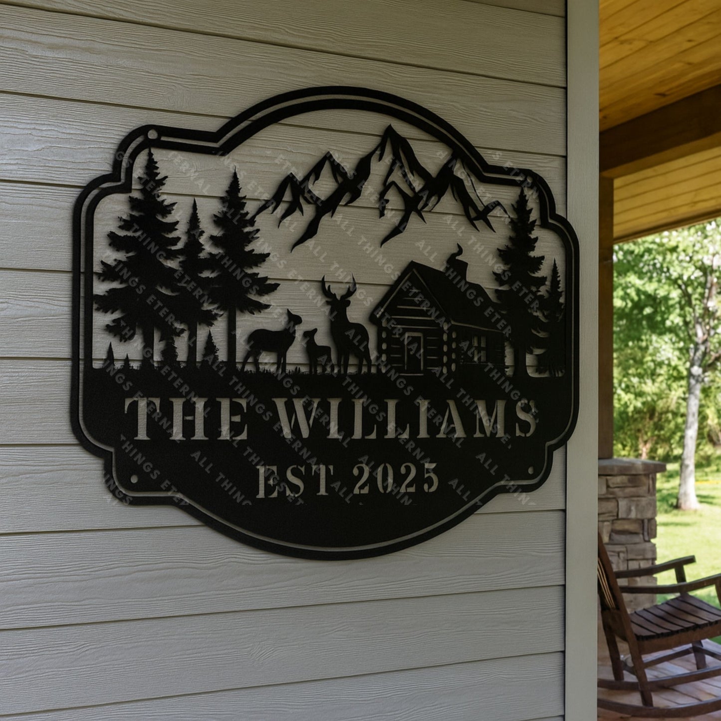 Custom Deer Family Metal Sign – Personalized Rustic Farmhouse Art