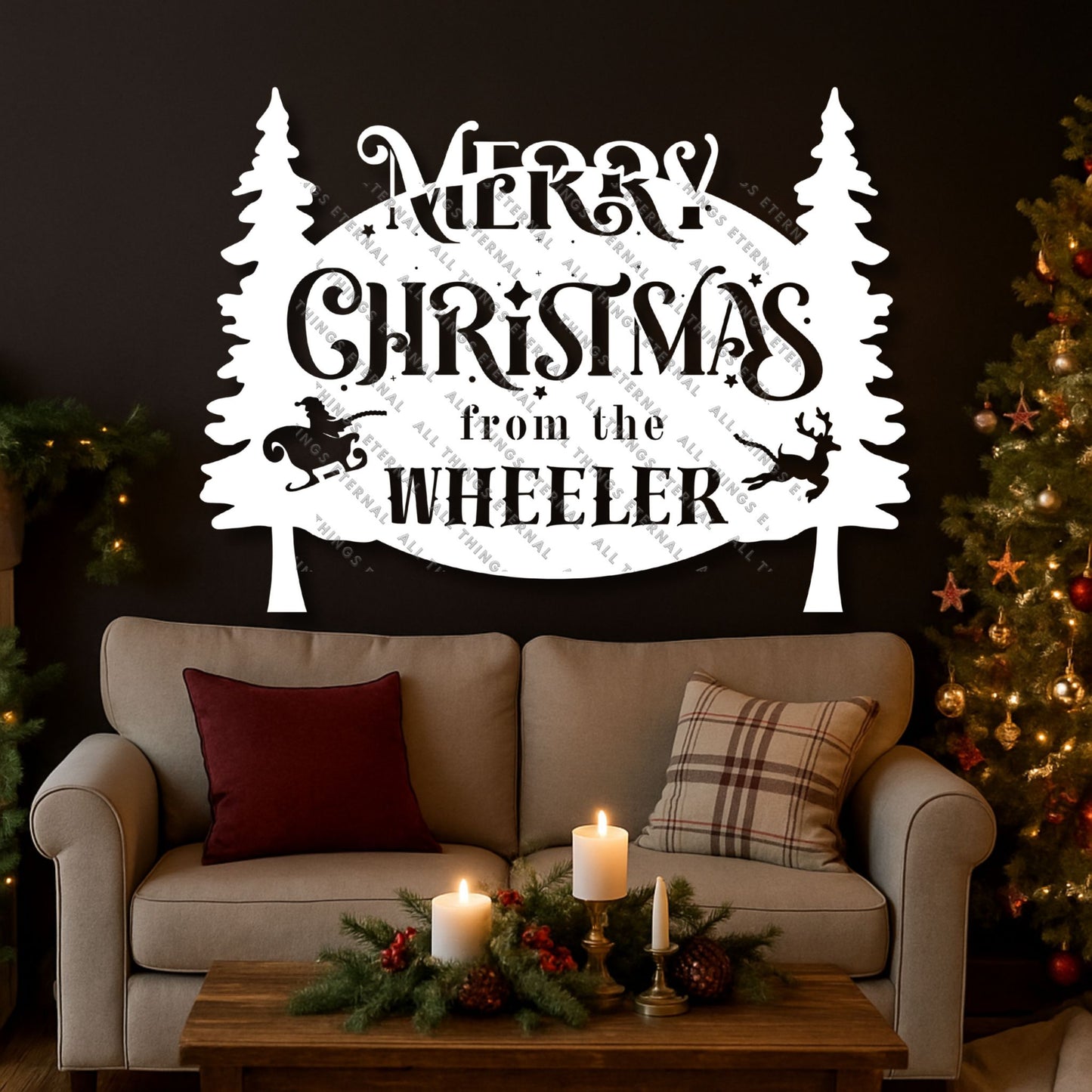 Personalized Merry Christmas Metal Sign – Custom Wall Holiday Decor