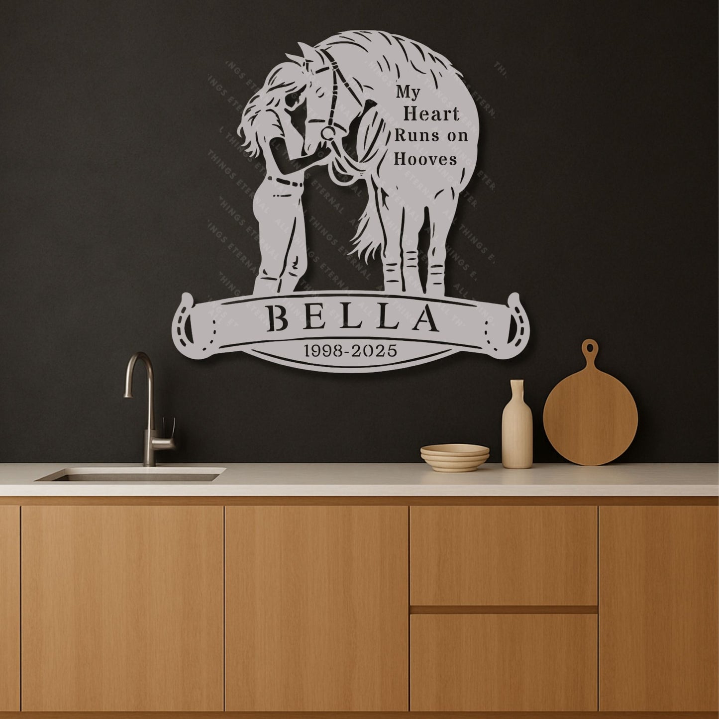 Personalized Horse Memorial Metal Sign – My Heart Runs on Hooves Gift For Horse Lovers