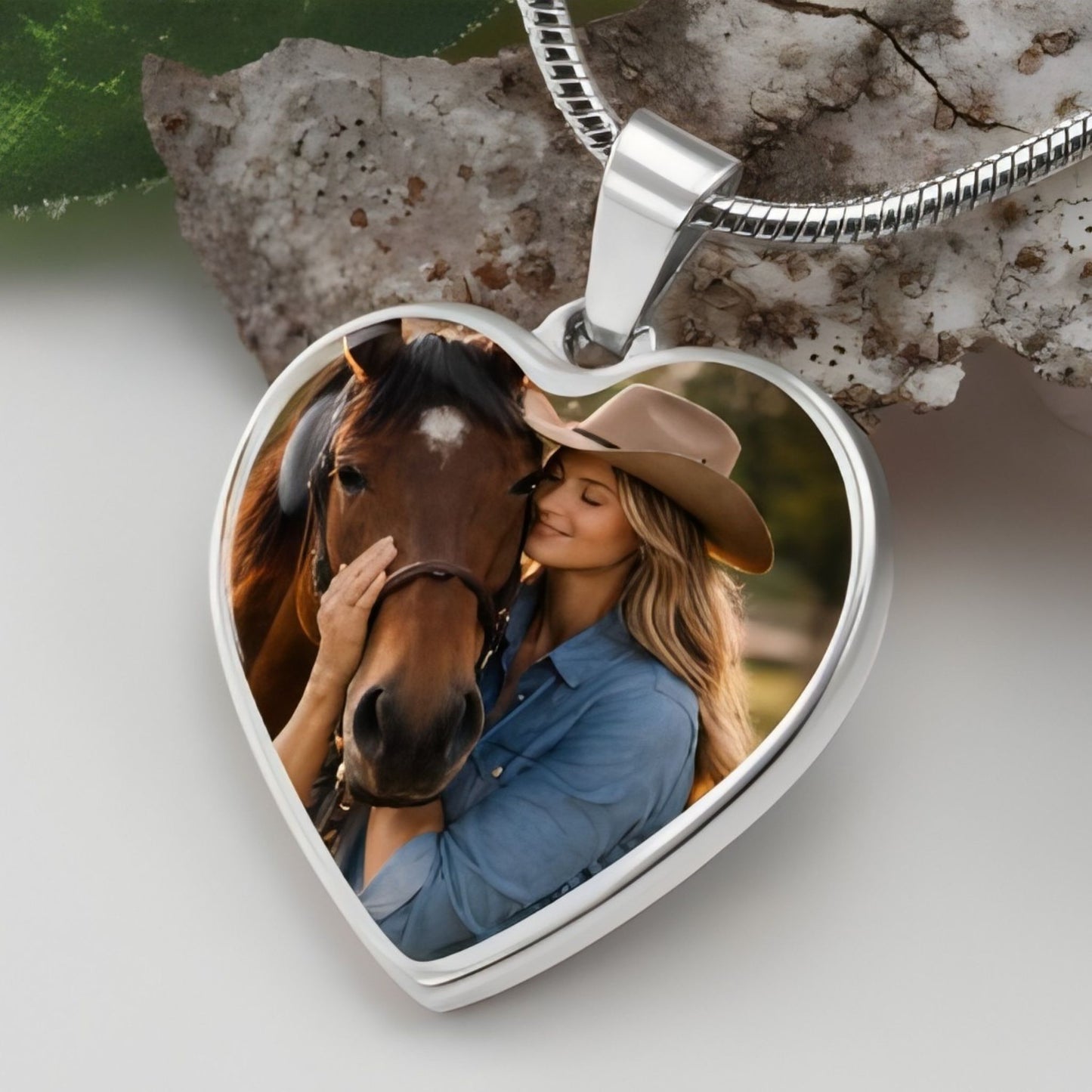 Personalized Horse Memorial Heart Pendant Necklace-Memorial Gift for Horses
