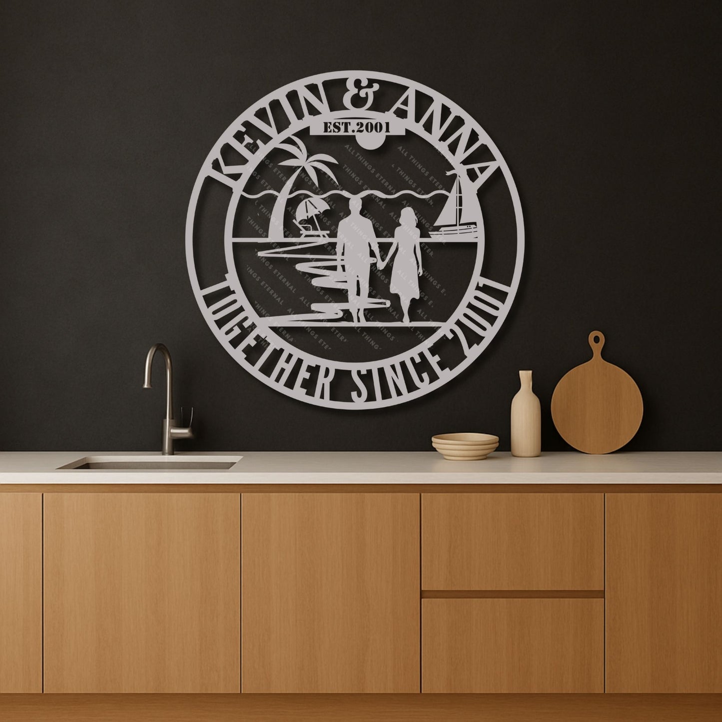Custom Couple Anniversary Metal Sign | Personalized Monogram Wedding Gift