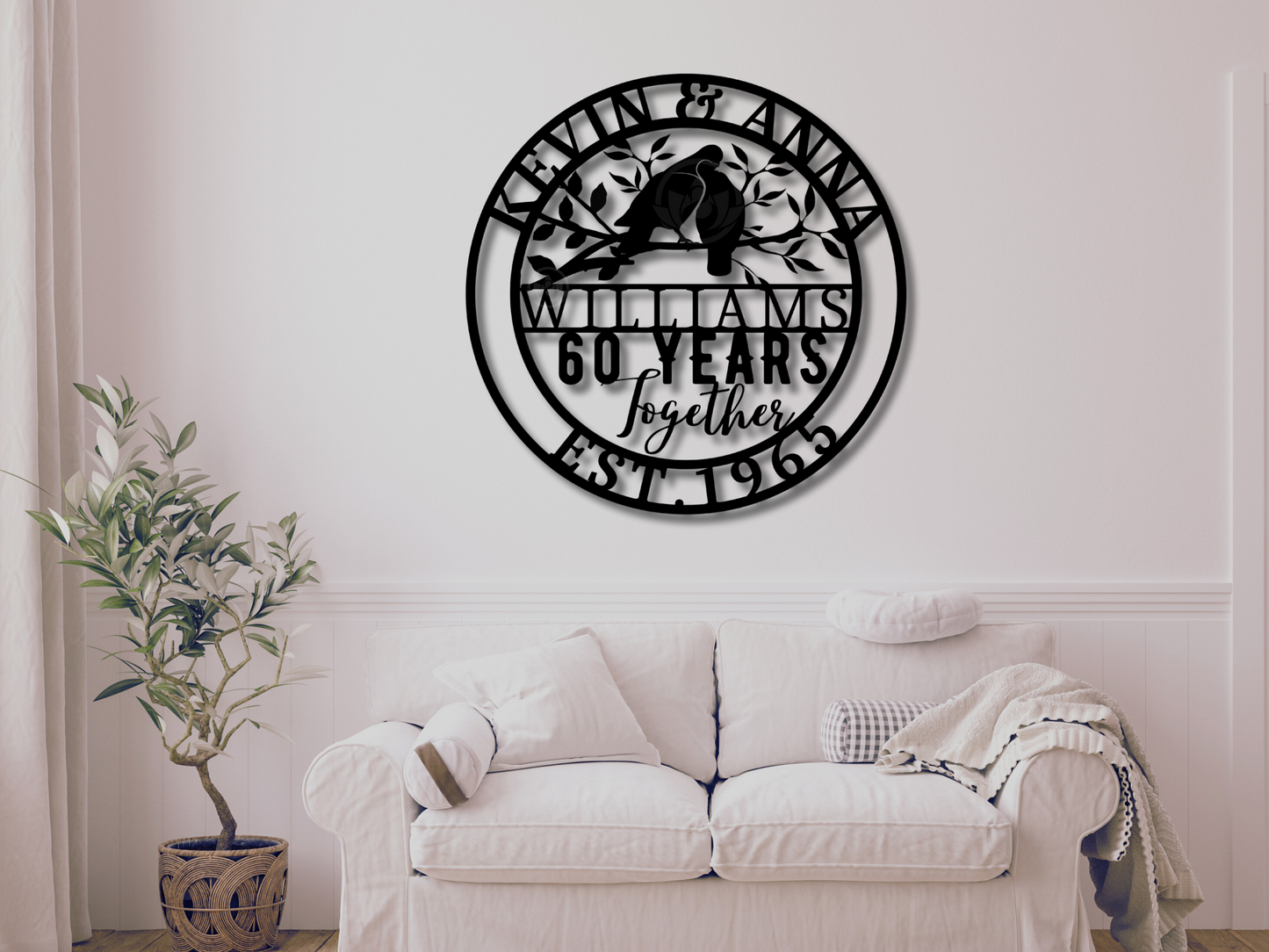 60th Wedding Anniversary Sign – Diamond Jubilee Wall Art Gift