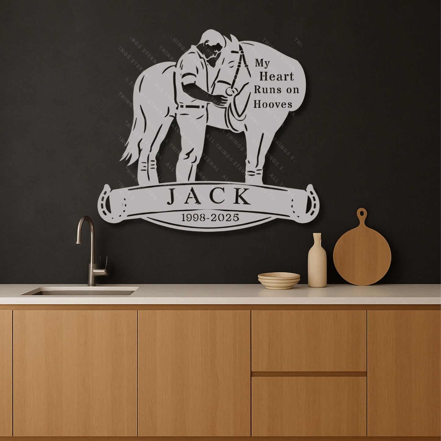 Personalized Horse Memorial Metal Sign – My Heart Runs on Hooves Tribute Gifts