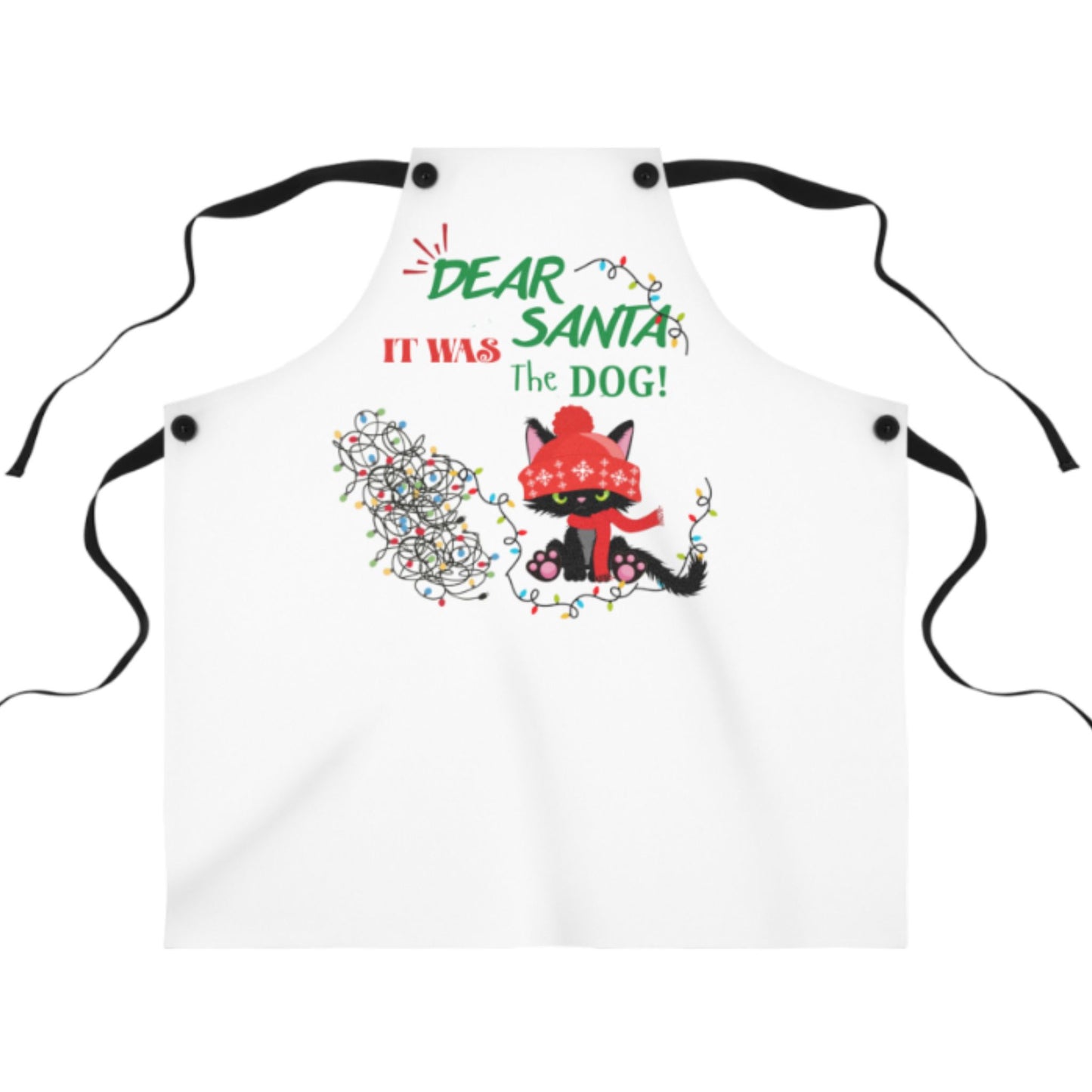 Funny Cat Lover Apron – “It Was the Dog” Christmas Cooking Gift