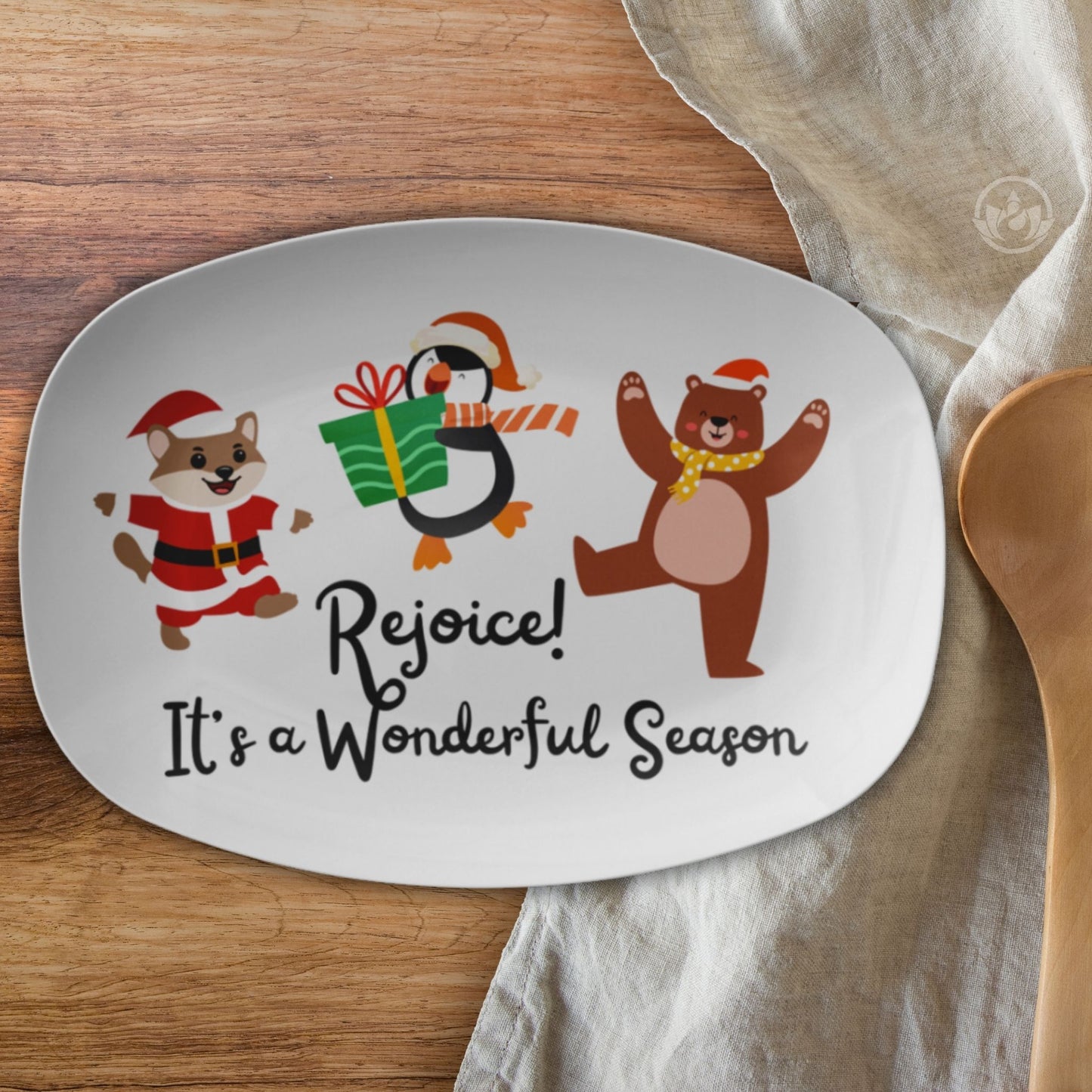 Rejoice It's a Wonderful Season Festive Christmas Serving Tray – Holiday Platter