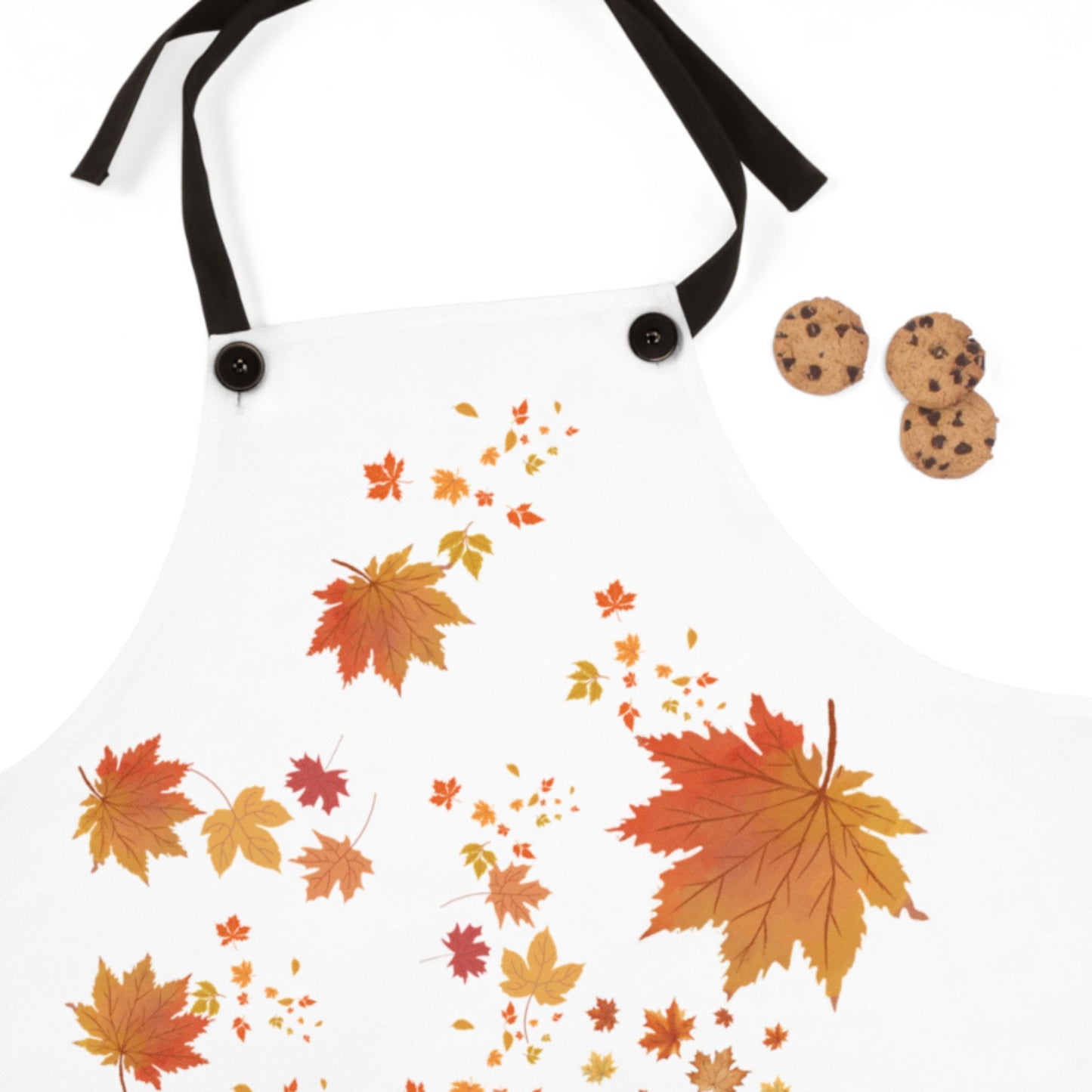 White Fall Leaves Apron | Grateful Cooking Apron | Holiday Gift