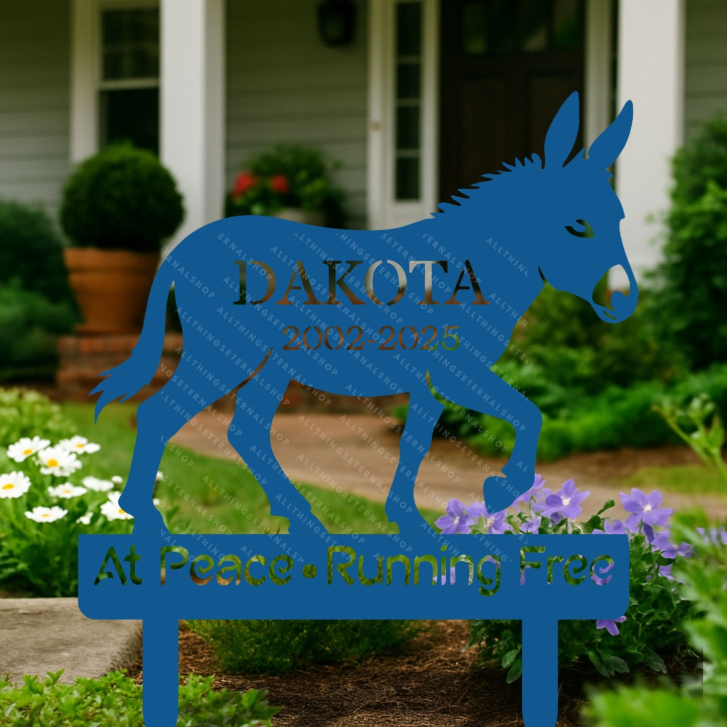 Personalized Donkey Memorial Metal Garden Yard Sign Decor