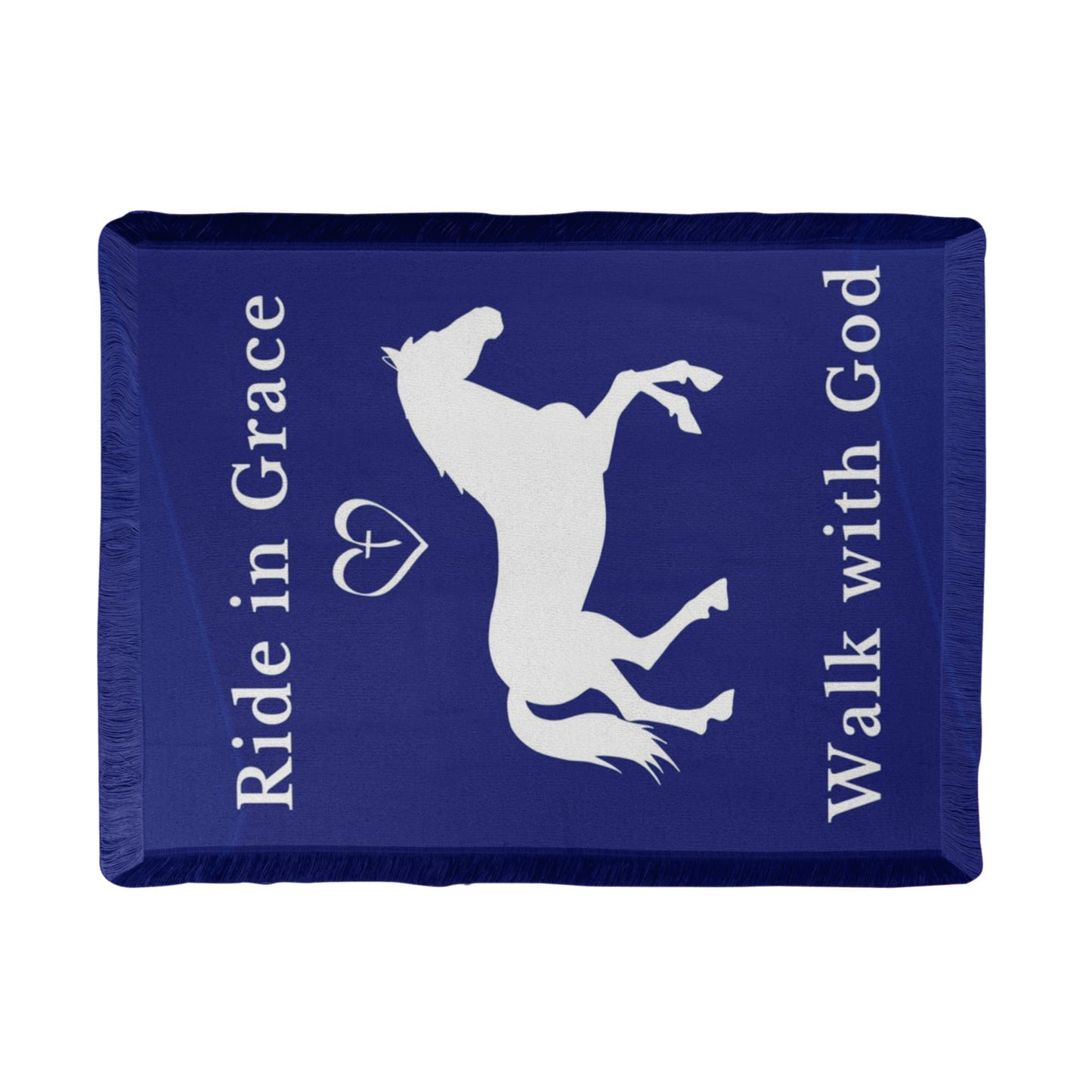 Ride in Grace, Walk with God Woven Blanket – Christian Horse Lover Faith Throw