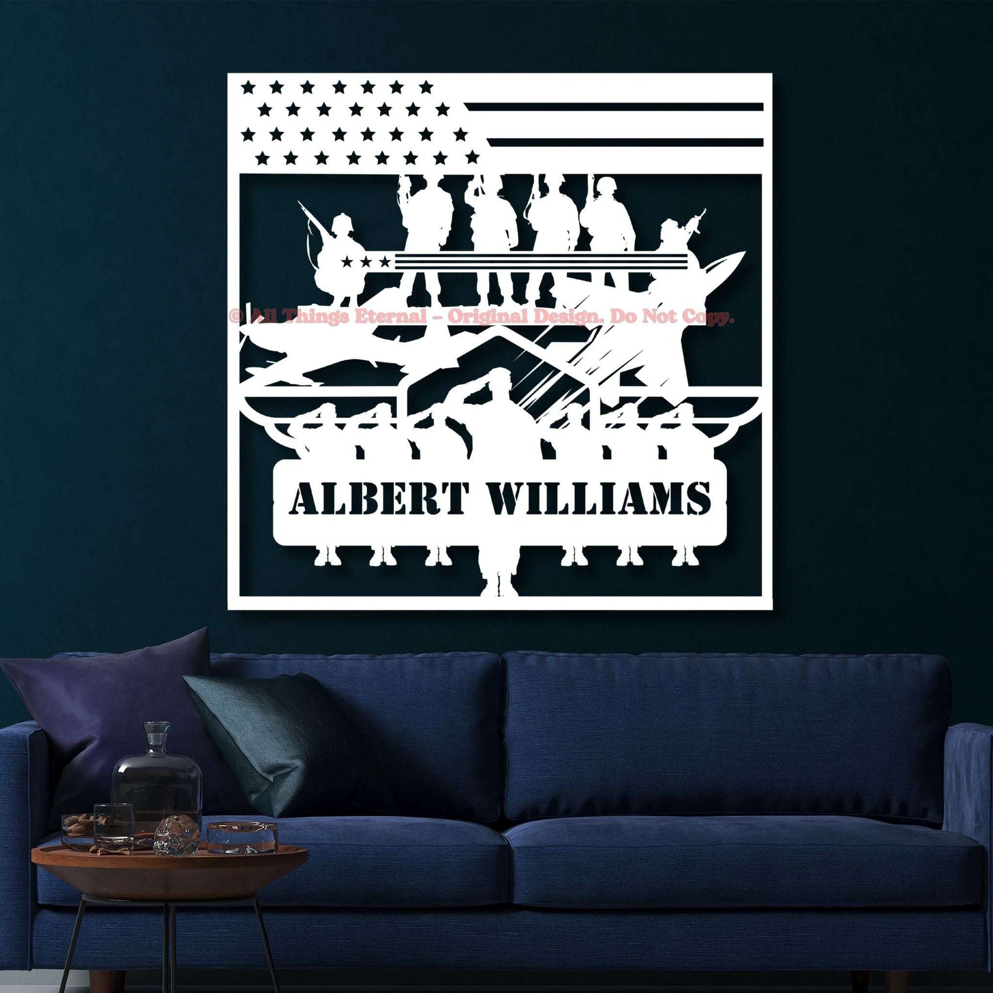 Custom Patriotic Metal Wall  Art- Gift for Veteran, US Army, Navy, Marines, Soldier