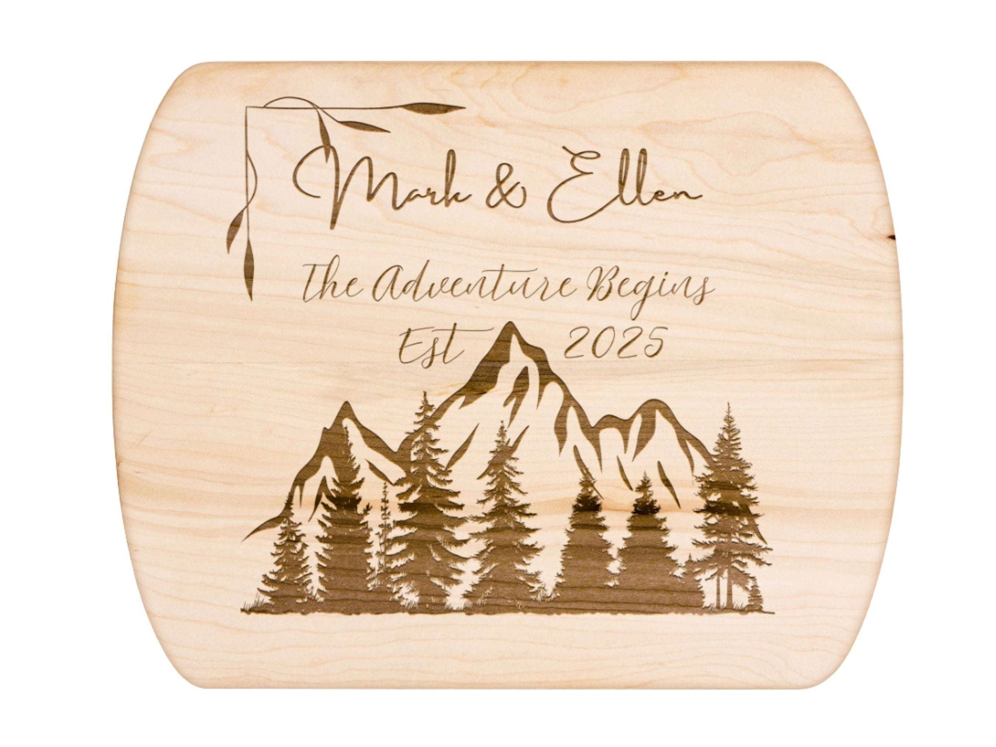 Personalized Camping Couple Cutting Board -Custom Name & Date – Outdoor Adventure Kitchen Decor