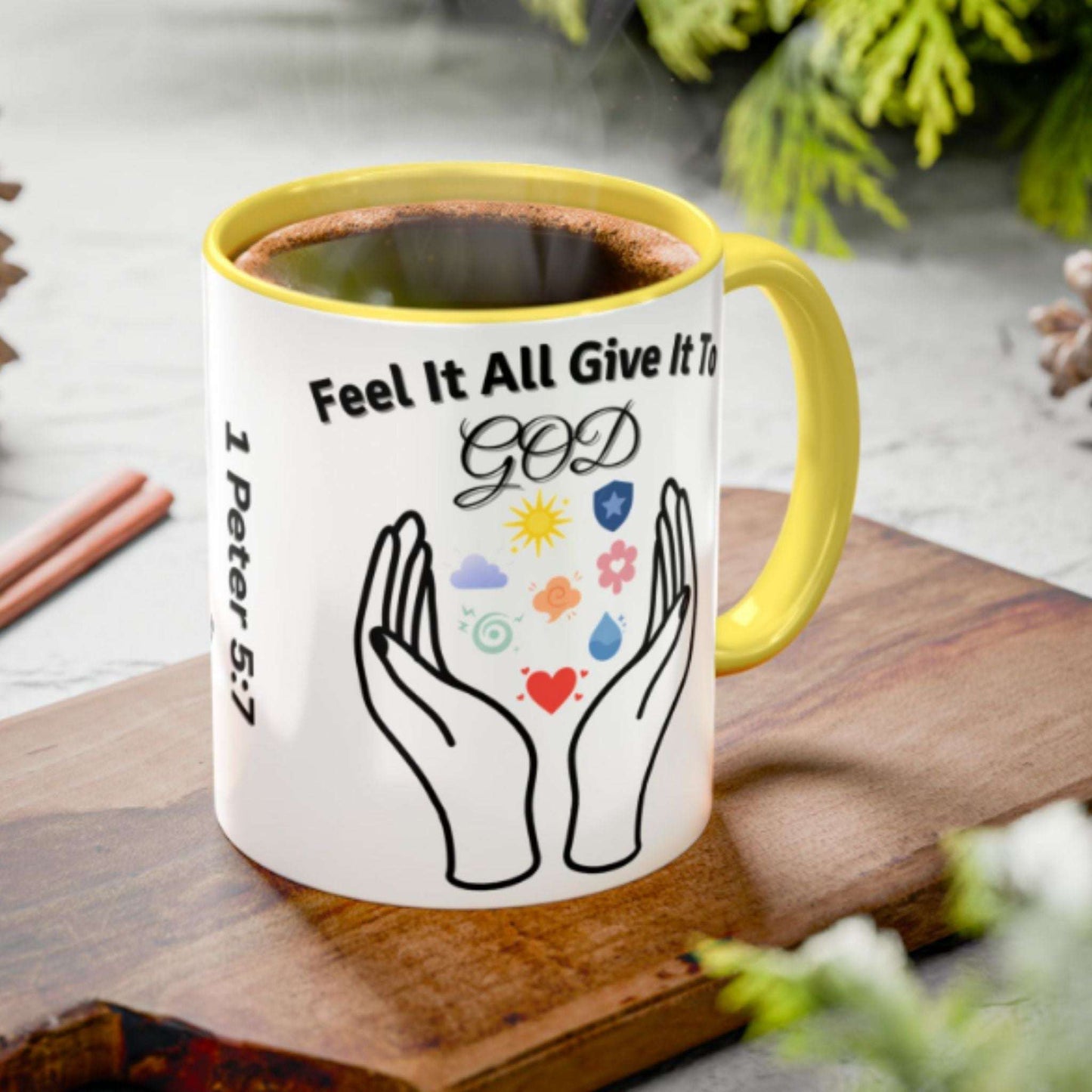 Christian Faith Two-Tone Coffee Mug 11oz – Inspirational Symbol Gifts