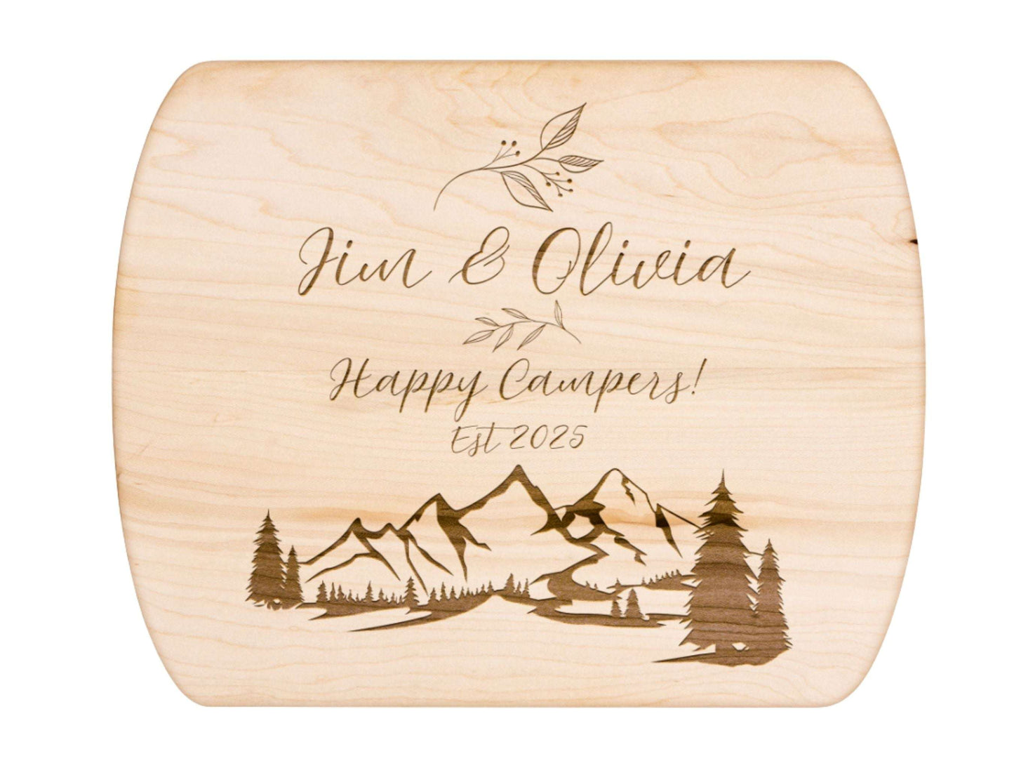 Personalized Camping Couple Cutting Board – Happy Campers Wedding Gifts