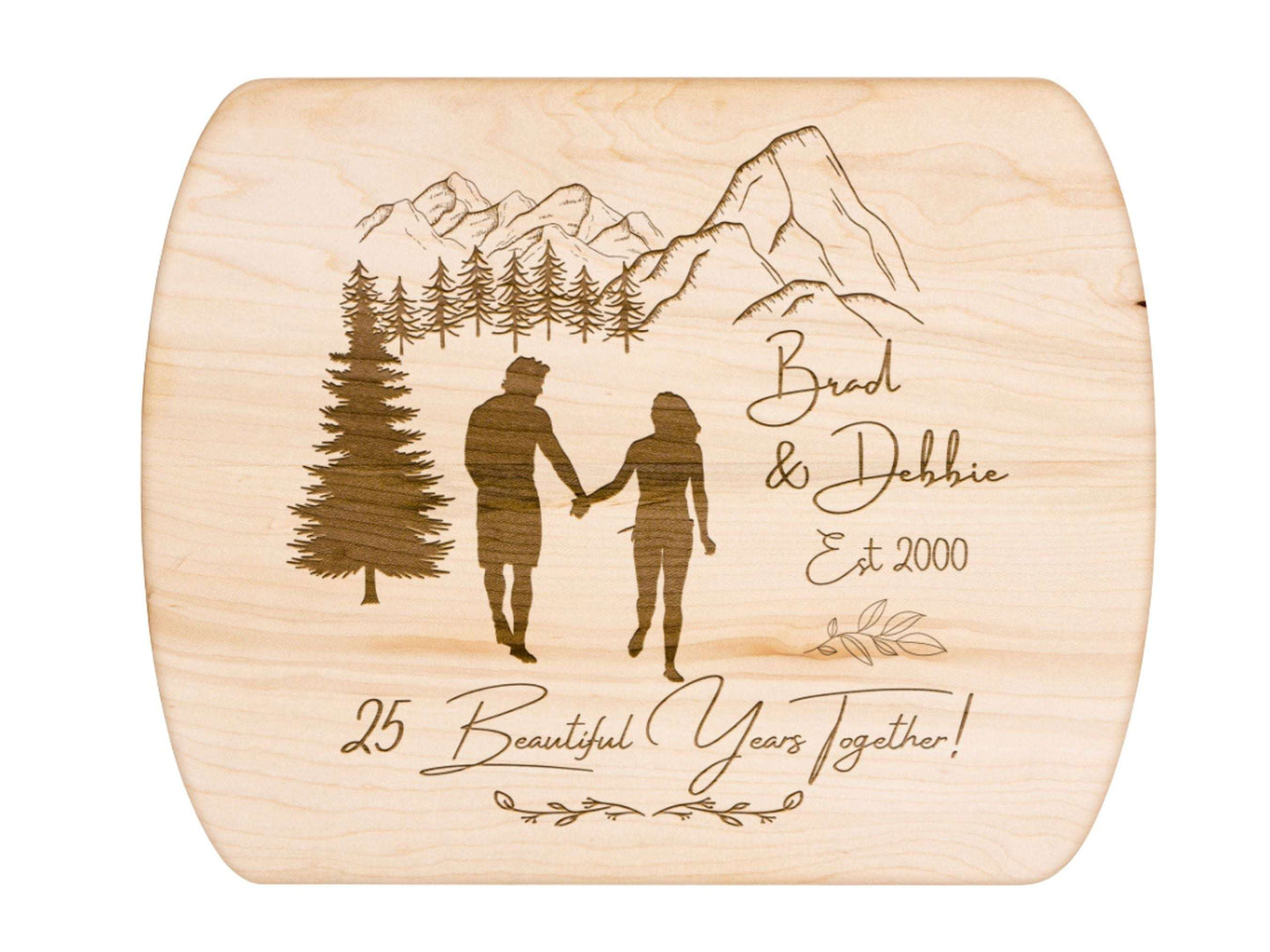 Personalized 25 Years Together Cutting Board- Custom Anniversary Gift for Couple Outdoorsy