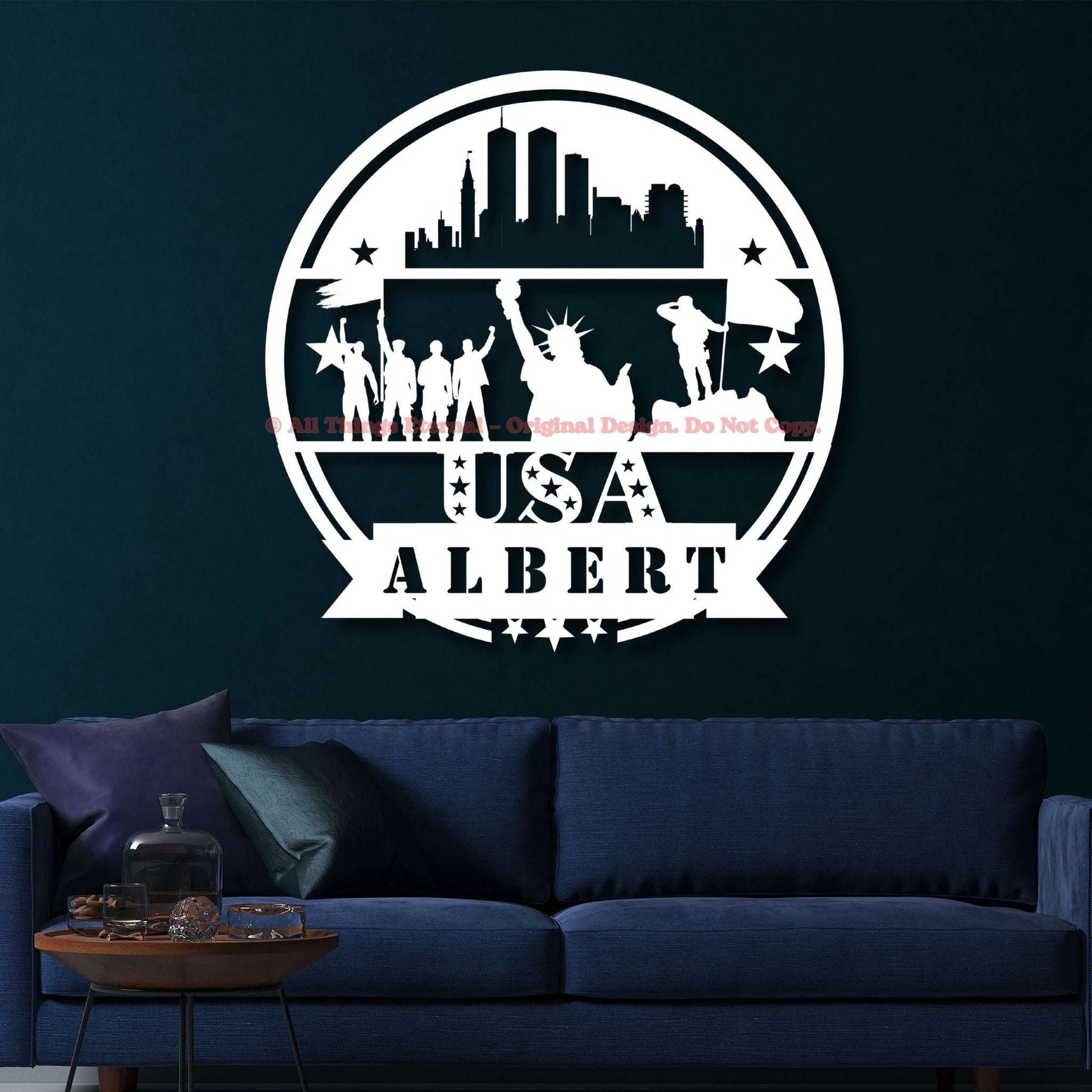 Personalized Patriotic Veterans Metal  Wall Sign