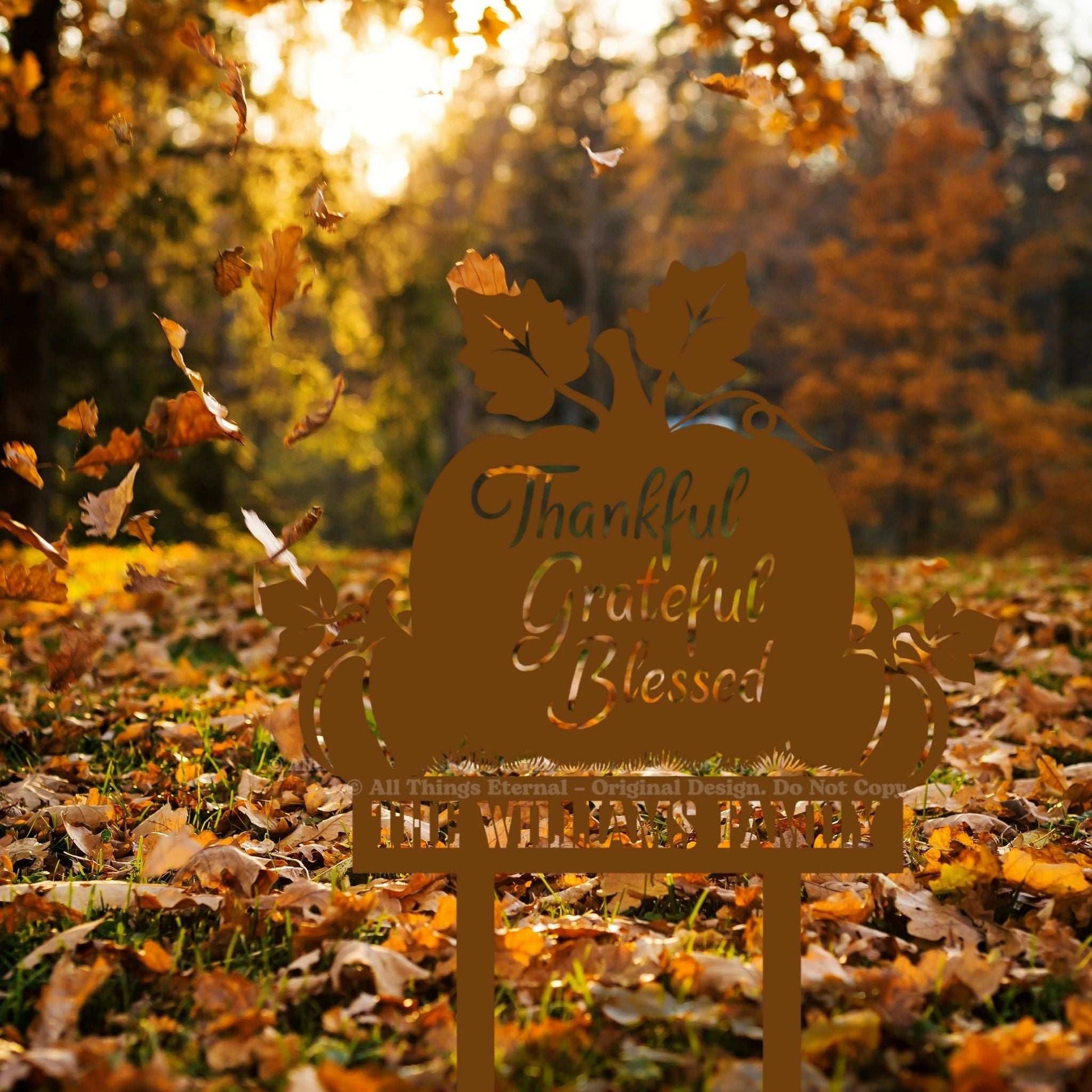 Custom  Name Thanksgiving Pumpkin Garden Sign