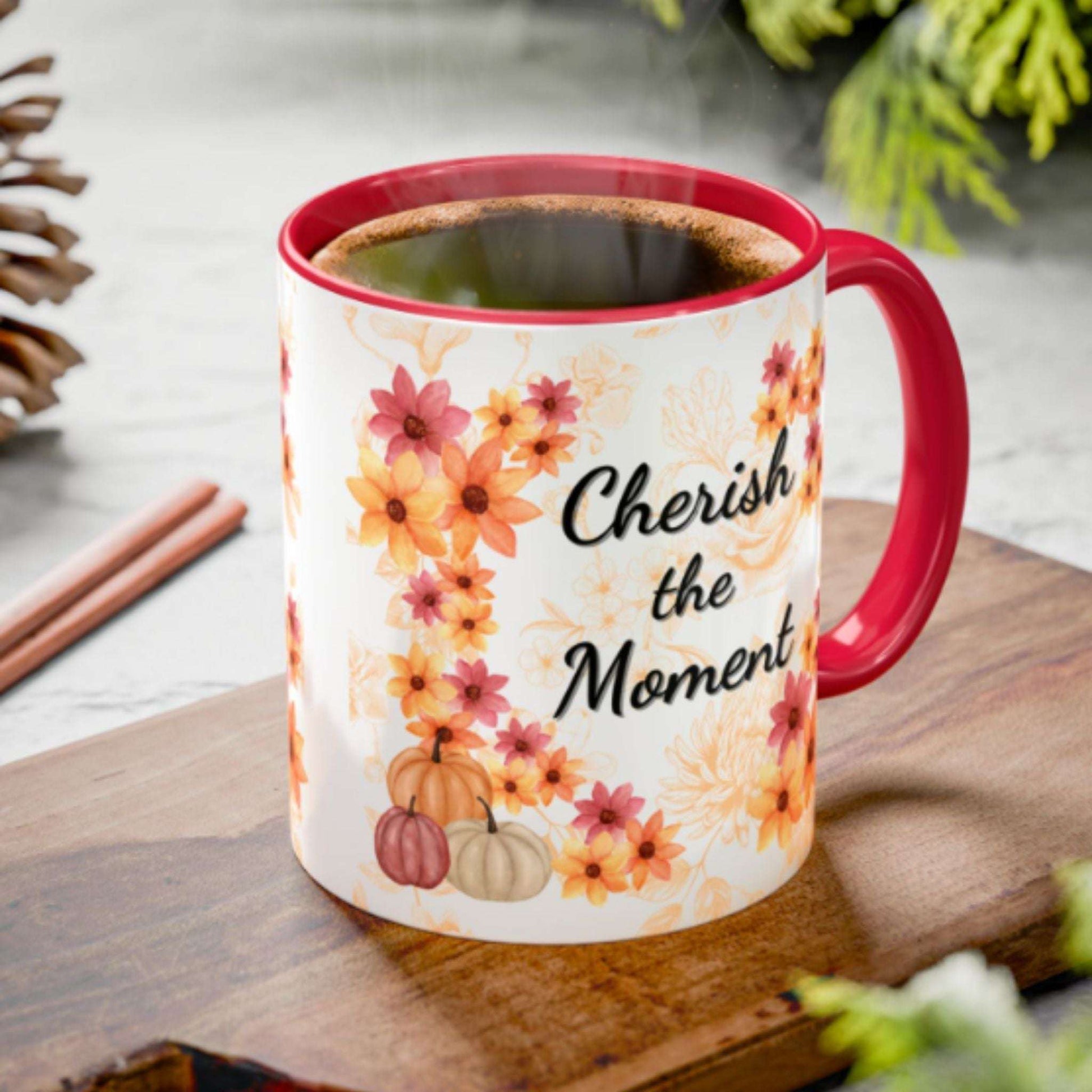 Fall Flowers Coffee Mug 11oz | Ceramic Tea Cup | Inspirational
