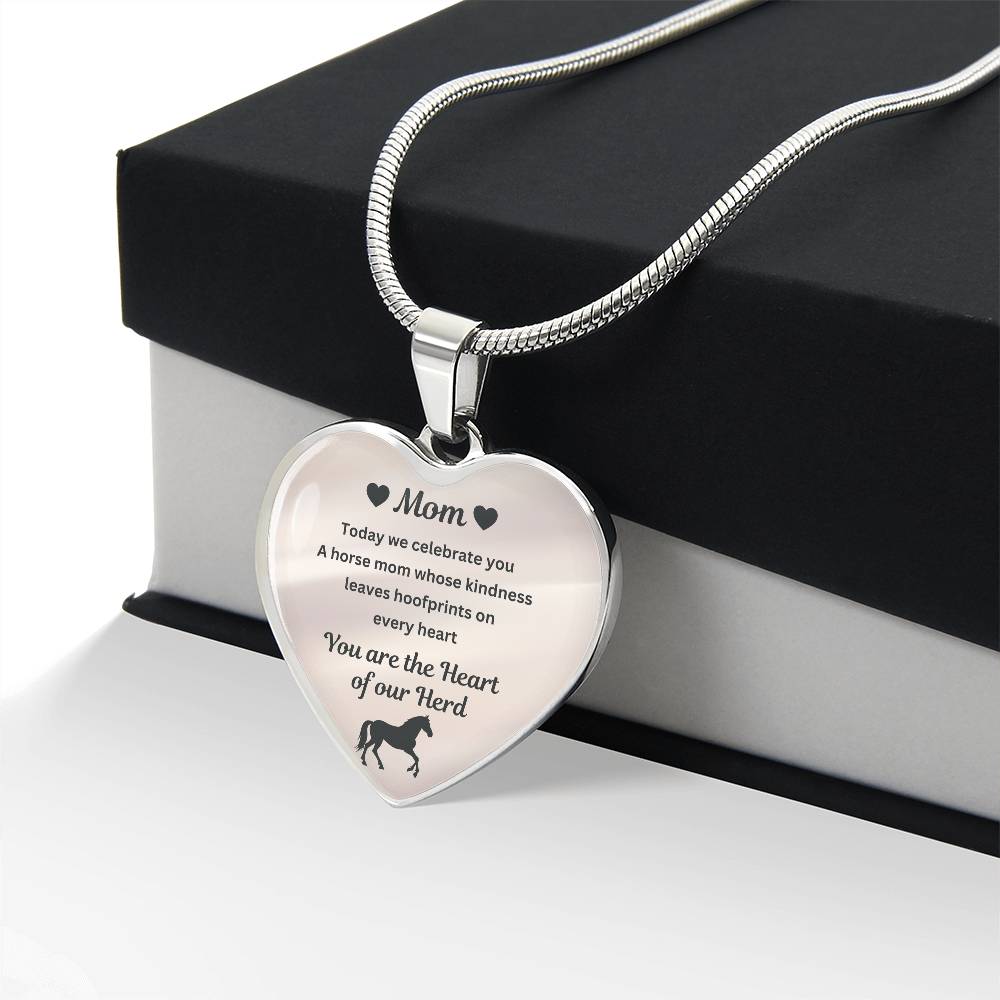 Horse Mom Necklace Gift for Mom – Custom Name Pendant You Are The Heart Of Our Herd