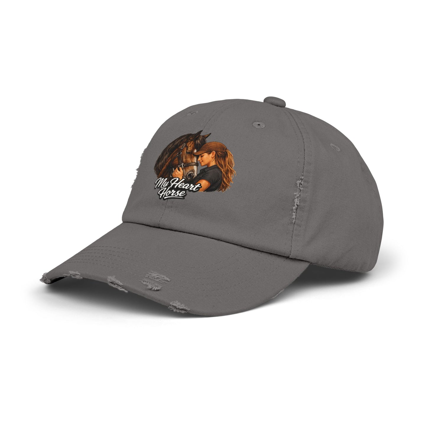My Heart Horse Distressed Cap — Women's Equestrian Baseball Hat