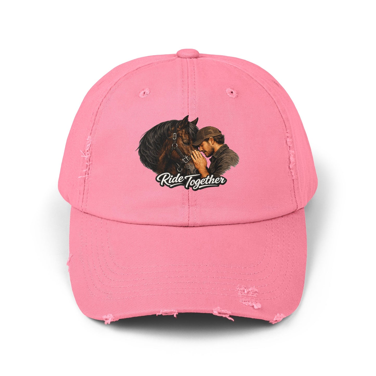 Ride Together Distressed Dad Hat – Horse & Rider Baseball Cap